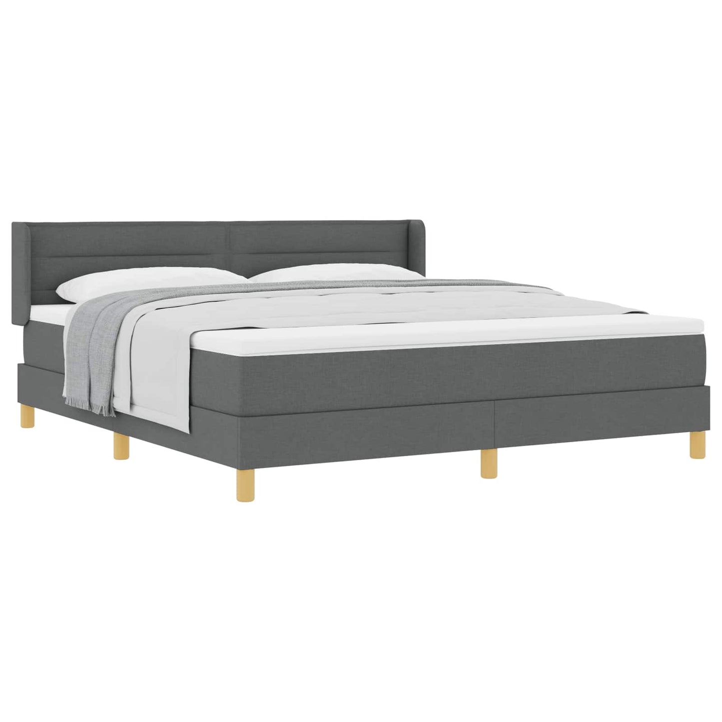 Boxspringbed met matras Donkergrijs 200 x 180 cm Stof is nu te koop bij PeponiXL, paradijselijk wonen!