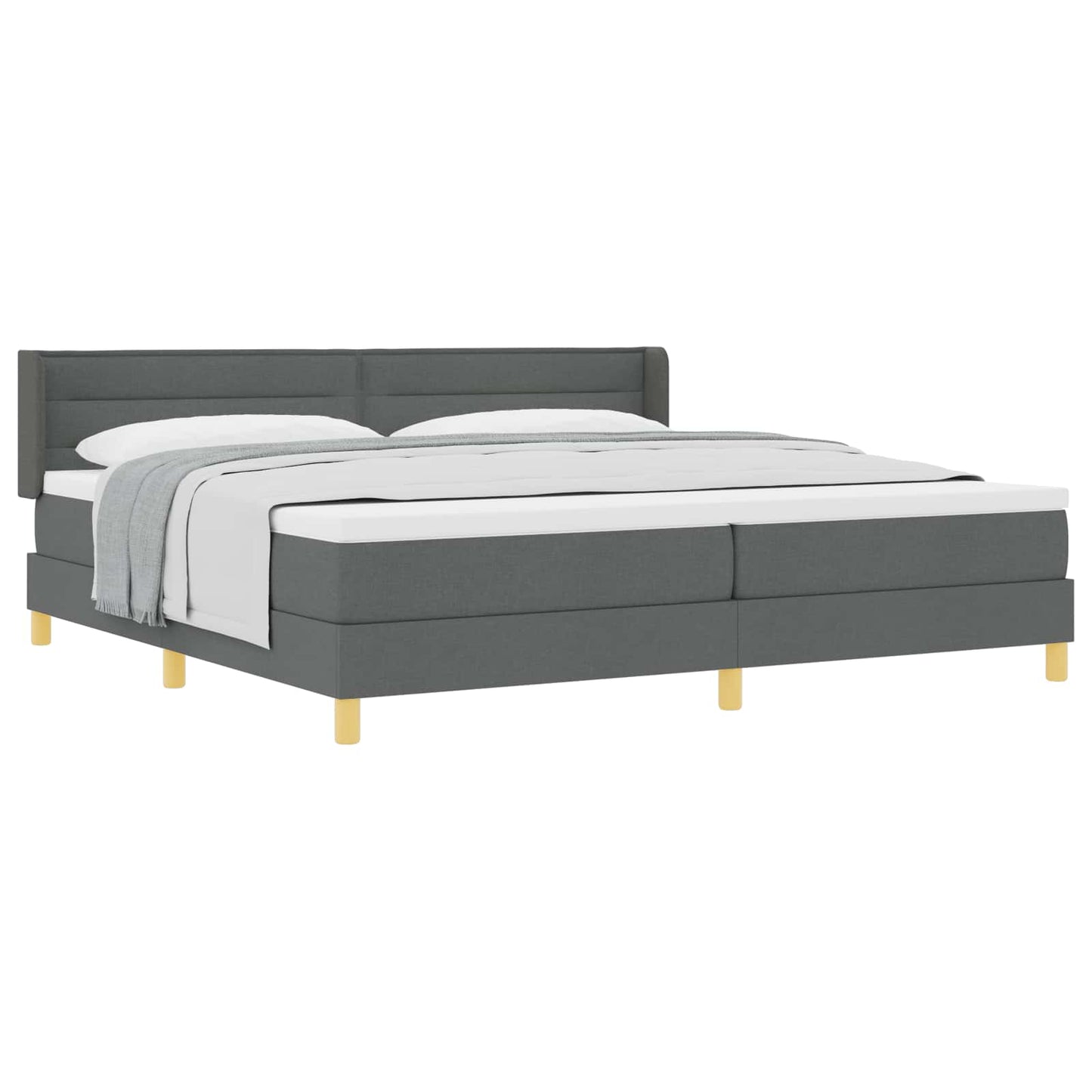 Boxspringbed met matras Donkergrijs 200 x 200 cm Stof is nu te koop bij PeponiXL, paradijselijk wonen!