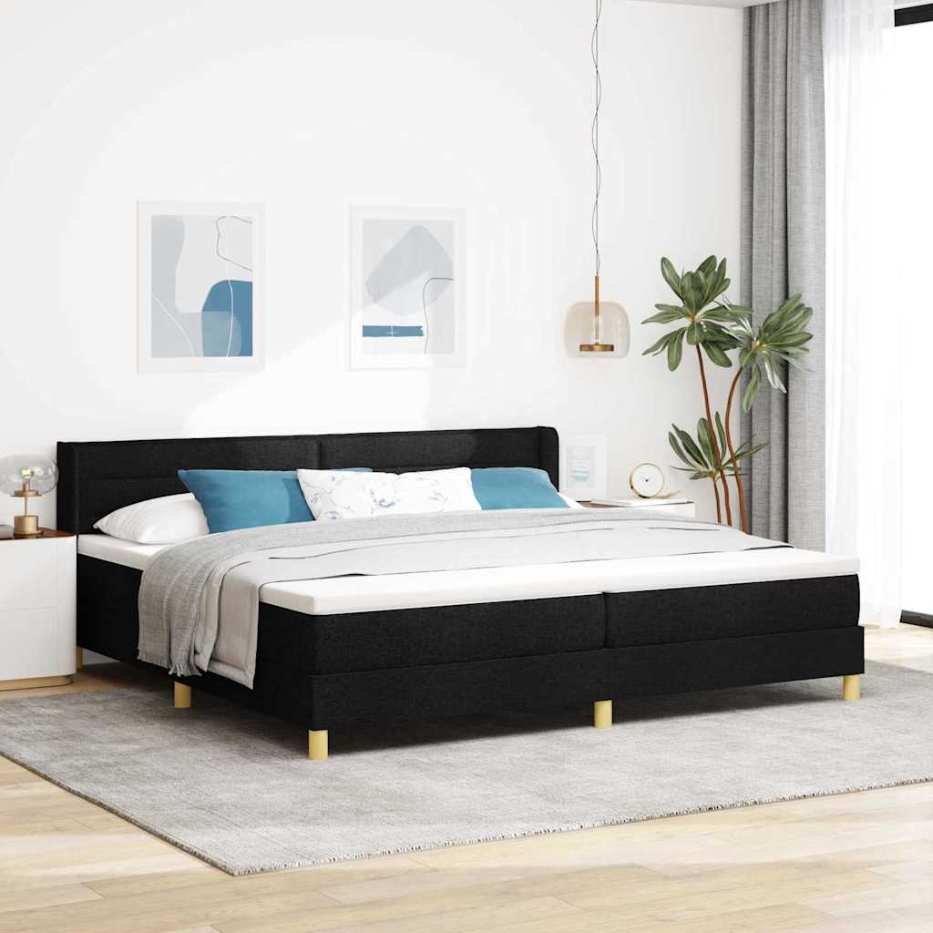Boxspringbed met matras met hoofdeinde Zwart 200 x 200 cm Stof is nu te koop bij PeponiXL, paradijselijk wonen!