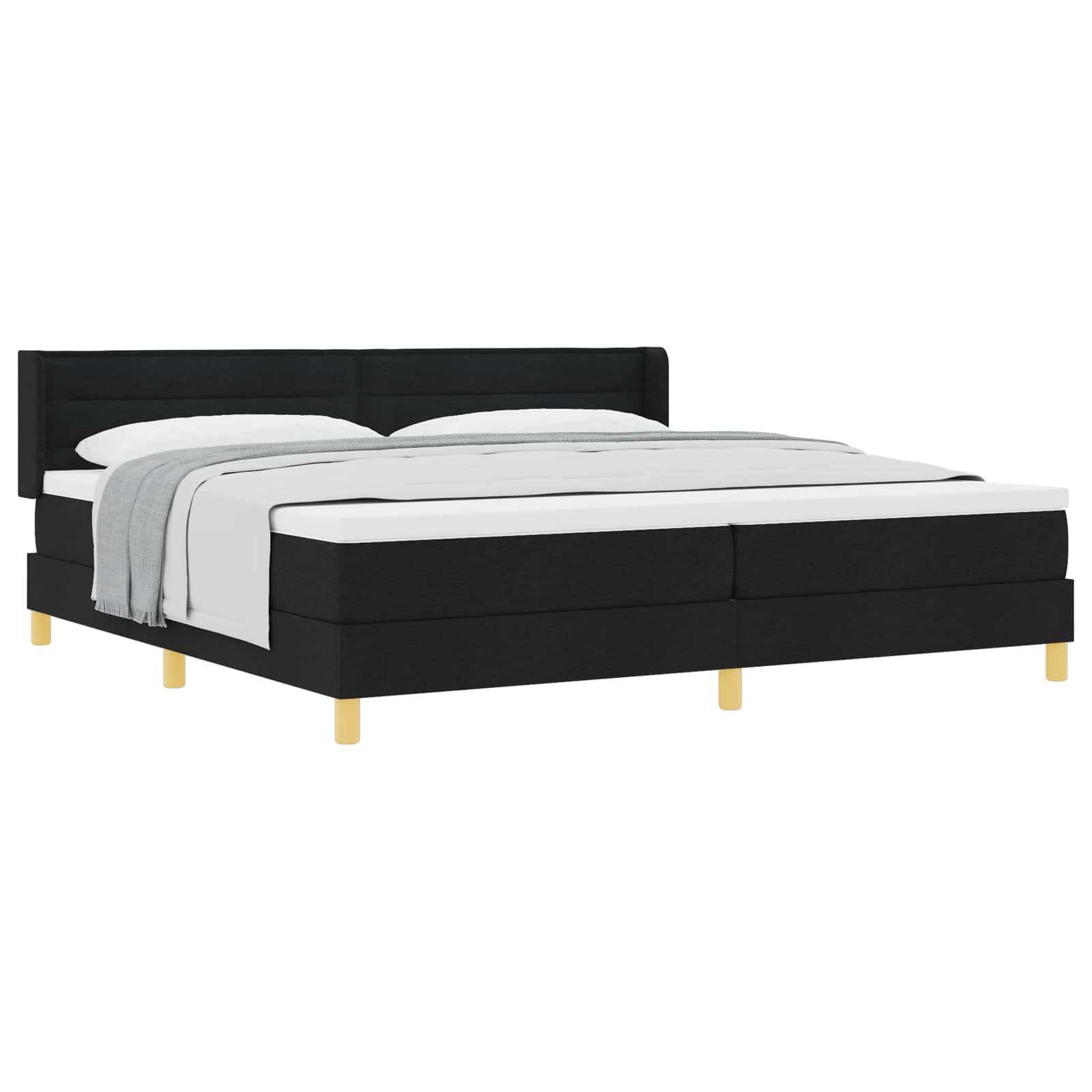 Boxspringbed met matras met hoofdeinde Zwart 200 x 200 cm Stof is nu te koop bij PeponiXL, paradijselijk wonen!