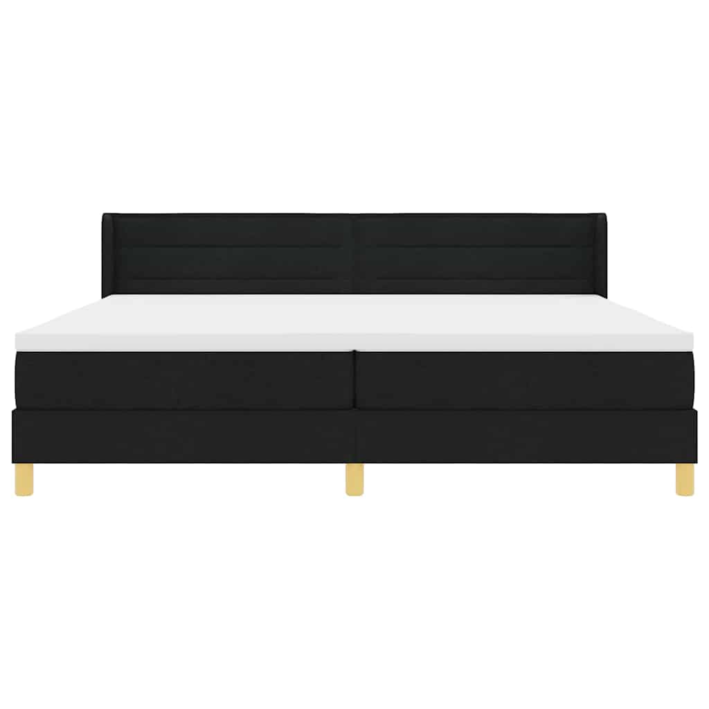 Boxspringbed met matras met hoofdeinde Zwart 200 x 200 cm Stof is nu te koop bij PeponiXL, paradijselijk wonen!