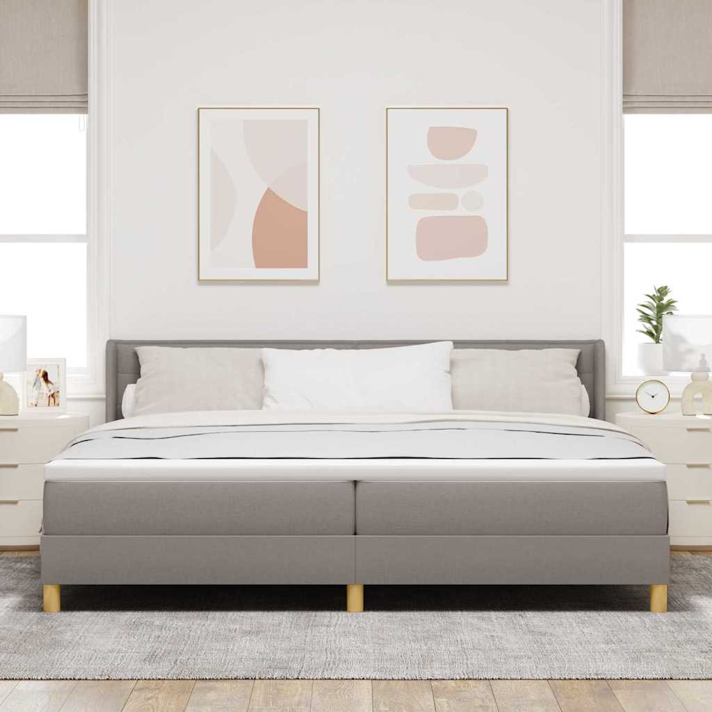 Boxspringbed met matras met hoofdeinde Taupe 200 x 200 cm Stof is nu te koop bij PeponiXL, paradijselijk wonen!