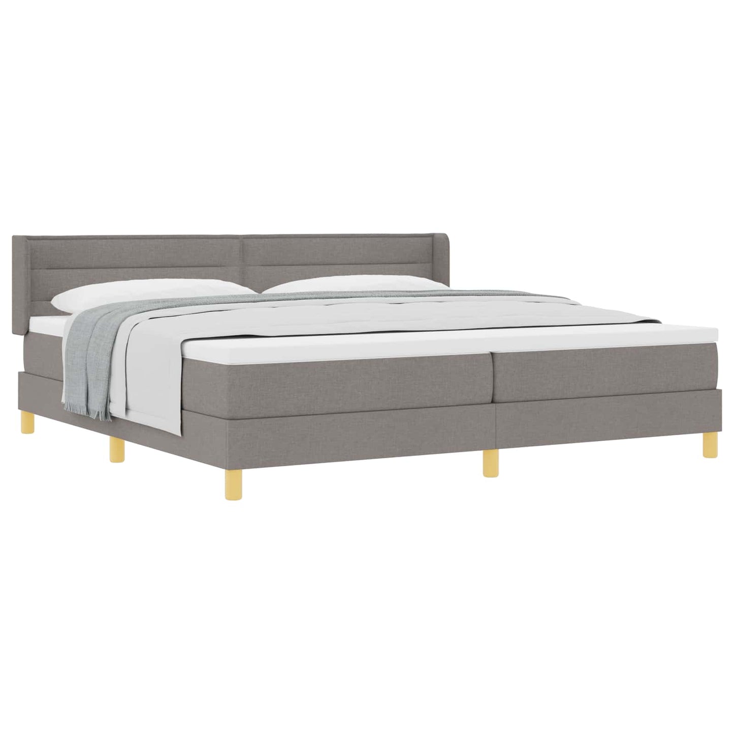 Boxspringbed met matras met hoofdeinde Taupe 200 x 200 cm Stof is nu te koop bij PeponiXL, paradijselijk wonen!