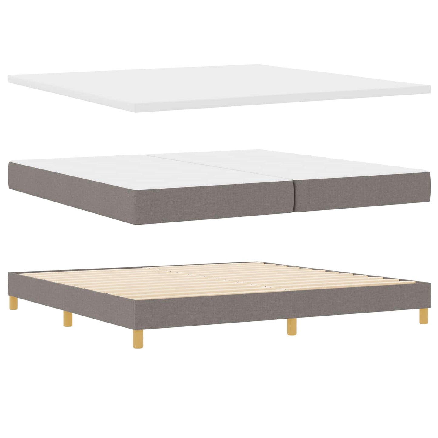 Boxspringbed met matras met hoofdeinde Taupe 200 x 200 cm Stof is nu te koop bij PeponiXL, paradijselijk wonen!