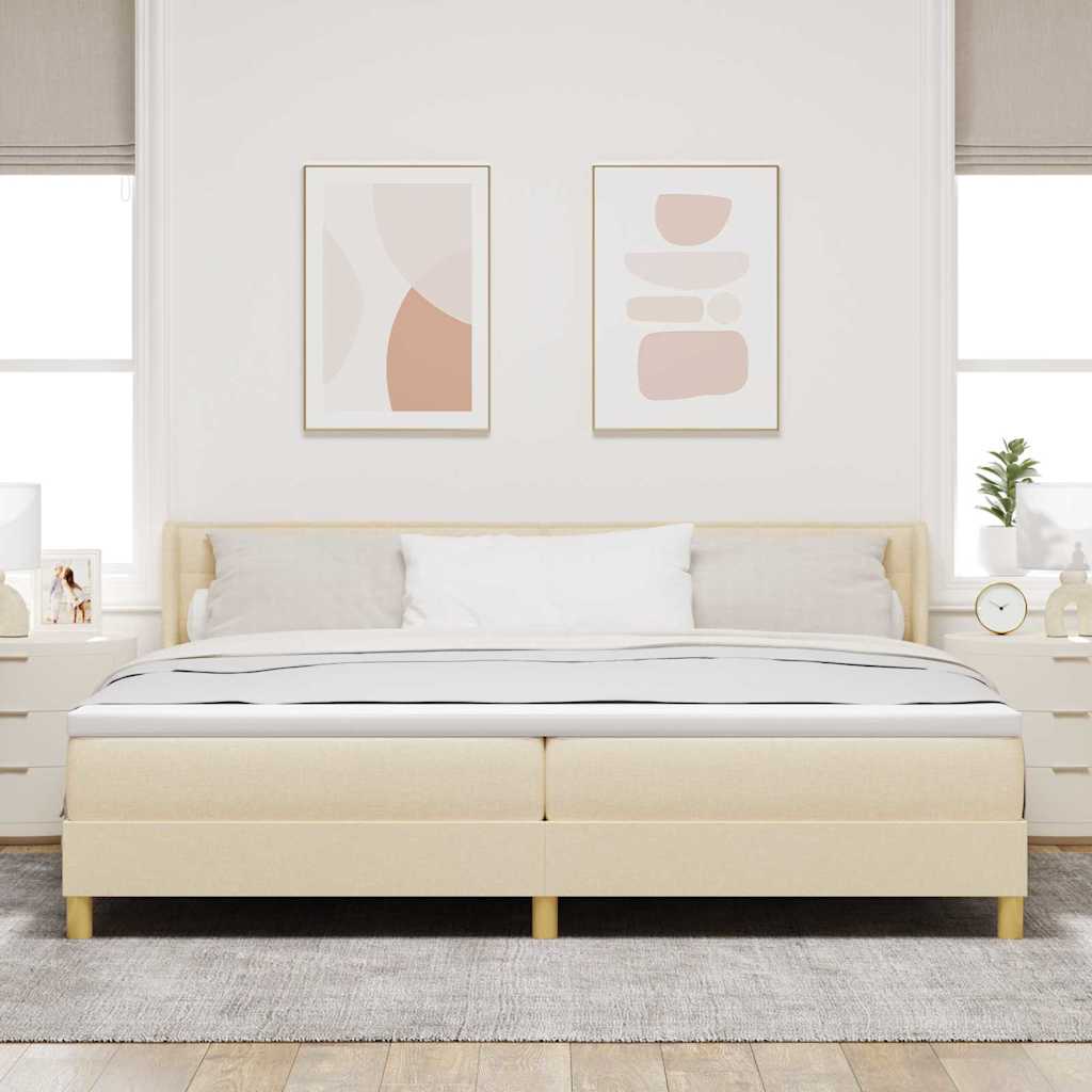 Boxspringbed met matras met hoofdeinde Crème 200 x 200 cm Stof is nu te koop bij PeponiXL, paradijselijk wonen!