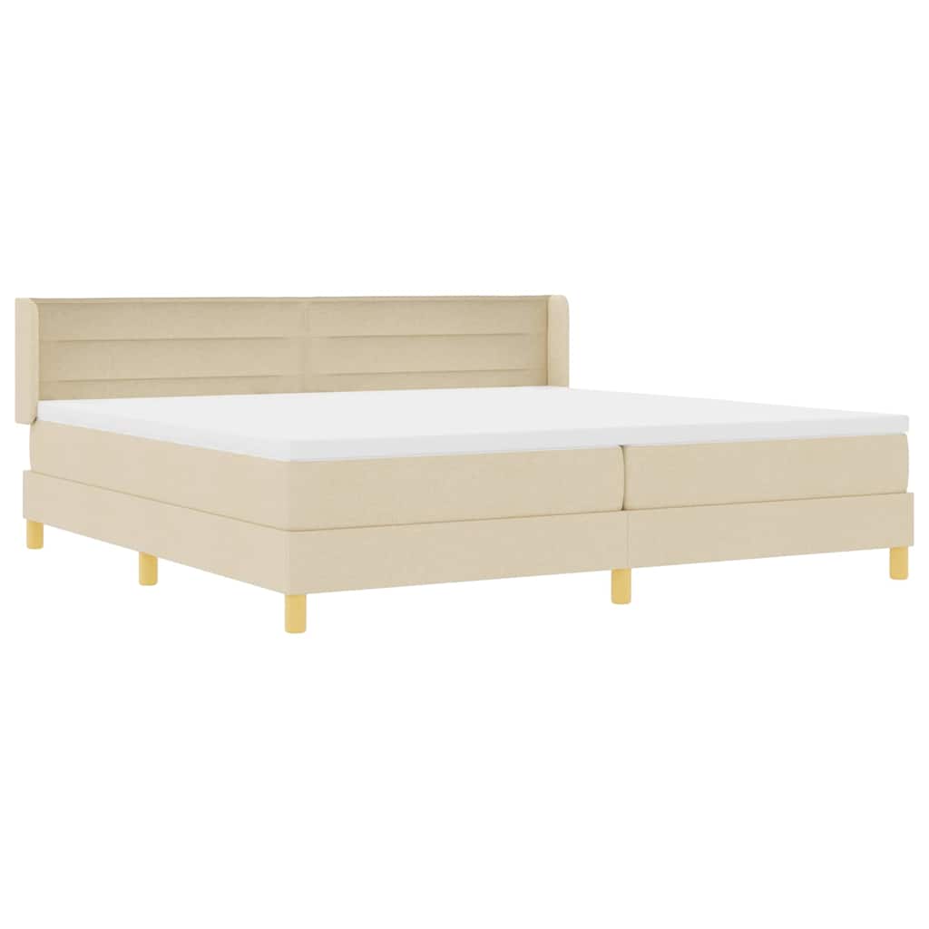 Boxspringbed met matras met hoofdeinde Crème 200 x 200 cm Stof is nu te koop bij PeponiXL, paradijselijk wonen!