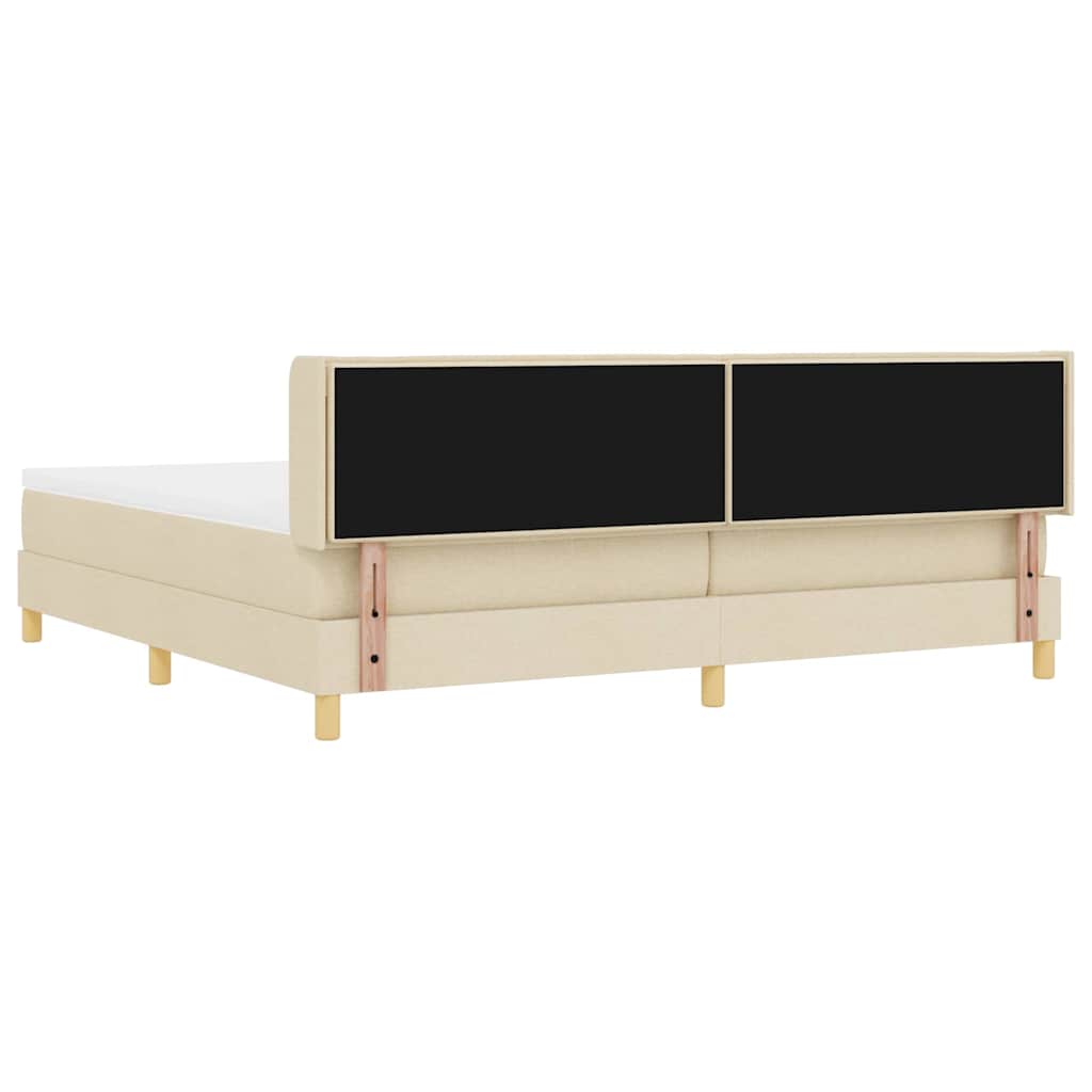 Boxspringbed met matras met hoofdeinde Crème 200 x 200 cm Stof is nu te koop bij PeponiXL, paradijselijk wonen!