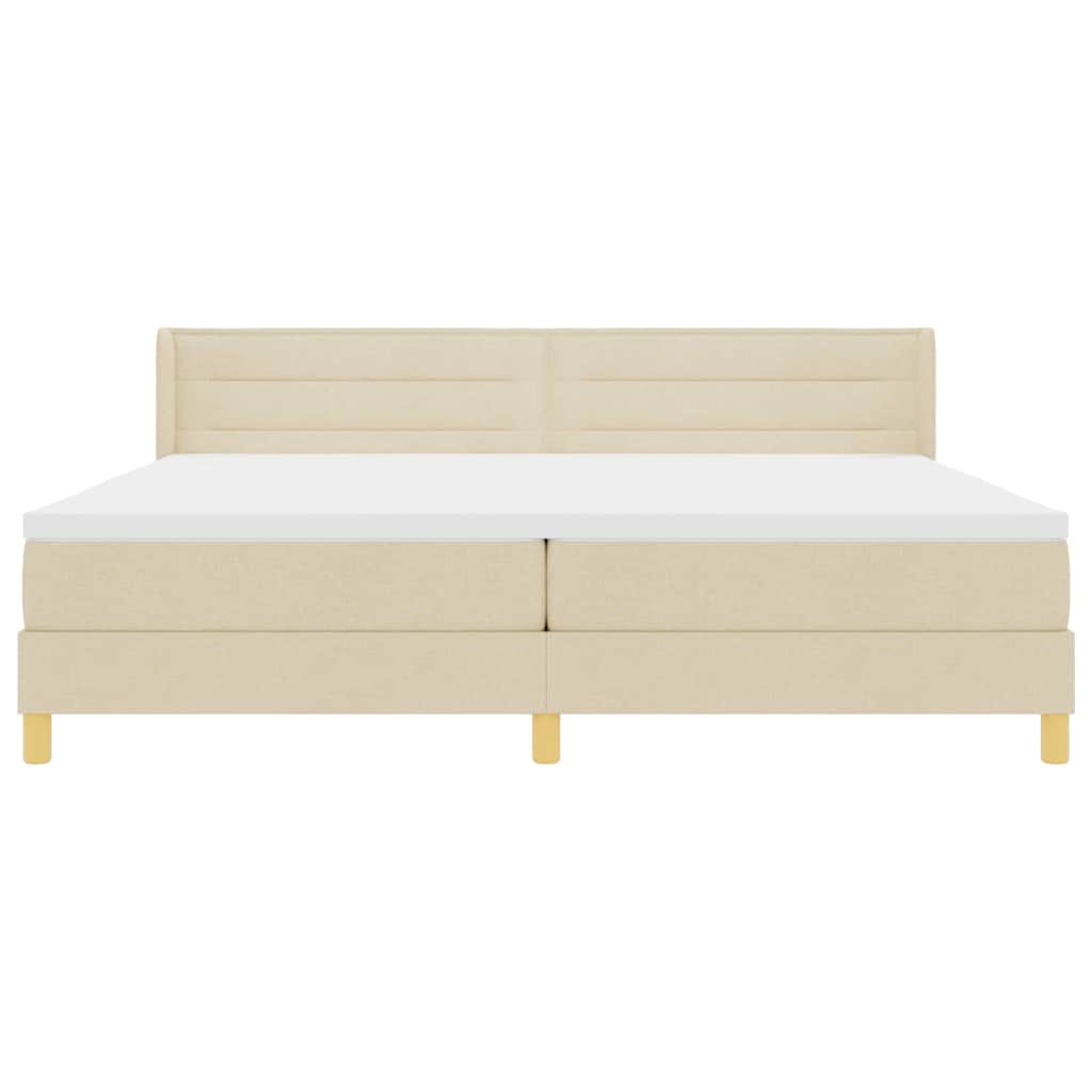 Boxspringbed met matras met hoofdeinde Crème 200 x 200 cm Stof is nu te koop bij PeponiXL, paradijselijk wonen!