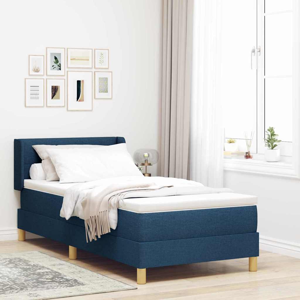 Boxspringbed met matras met hoofdeinde Blauw 90 x 190 cm Stof is nu te koop bij PeponiXL, paradijselijk wonen!