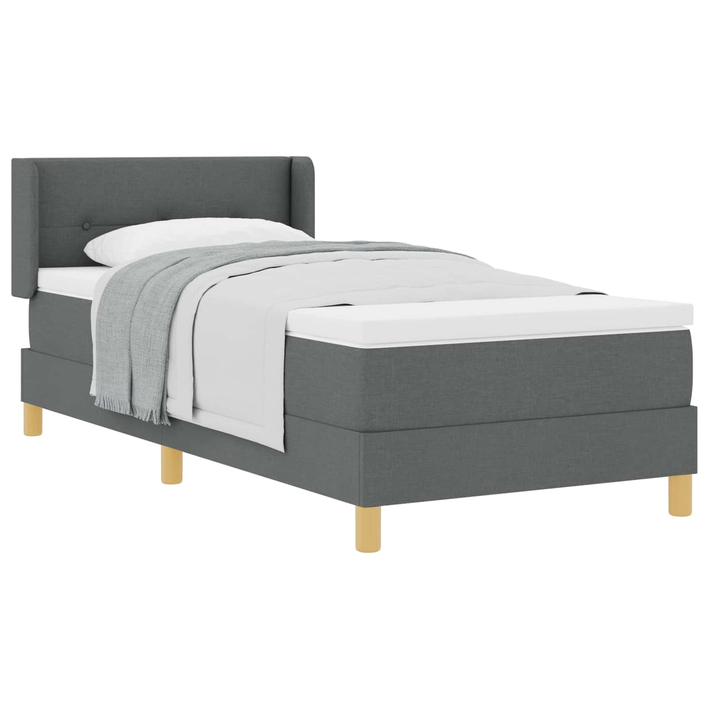 Boxspringbed met matras Donkergrijs 200 x 90 cm Stof is nu te koop bij PeponiXL, paradijselijk wonen!