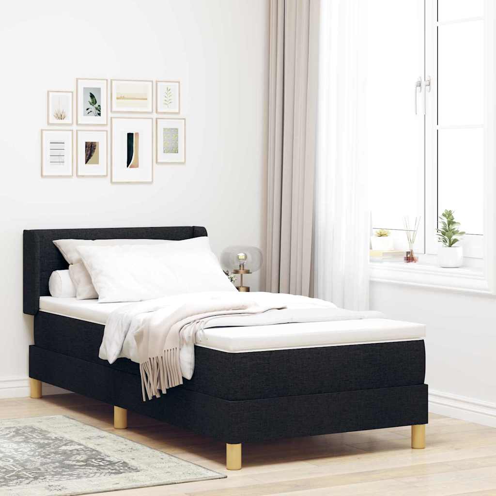 Boxspringbed met matras met hoofdeinde Zwart 200 x 90 cm Stof is nu te koop bij PeponiXL, paradijselijk wonen!