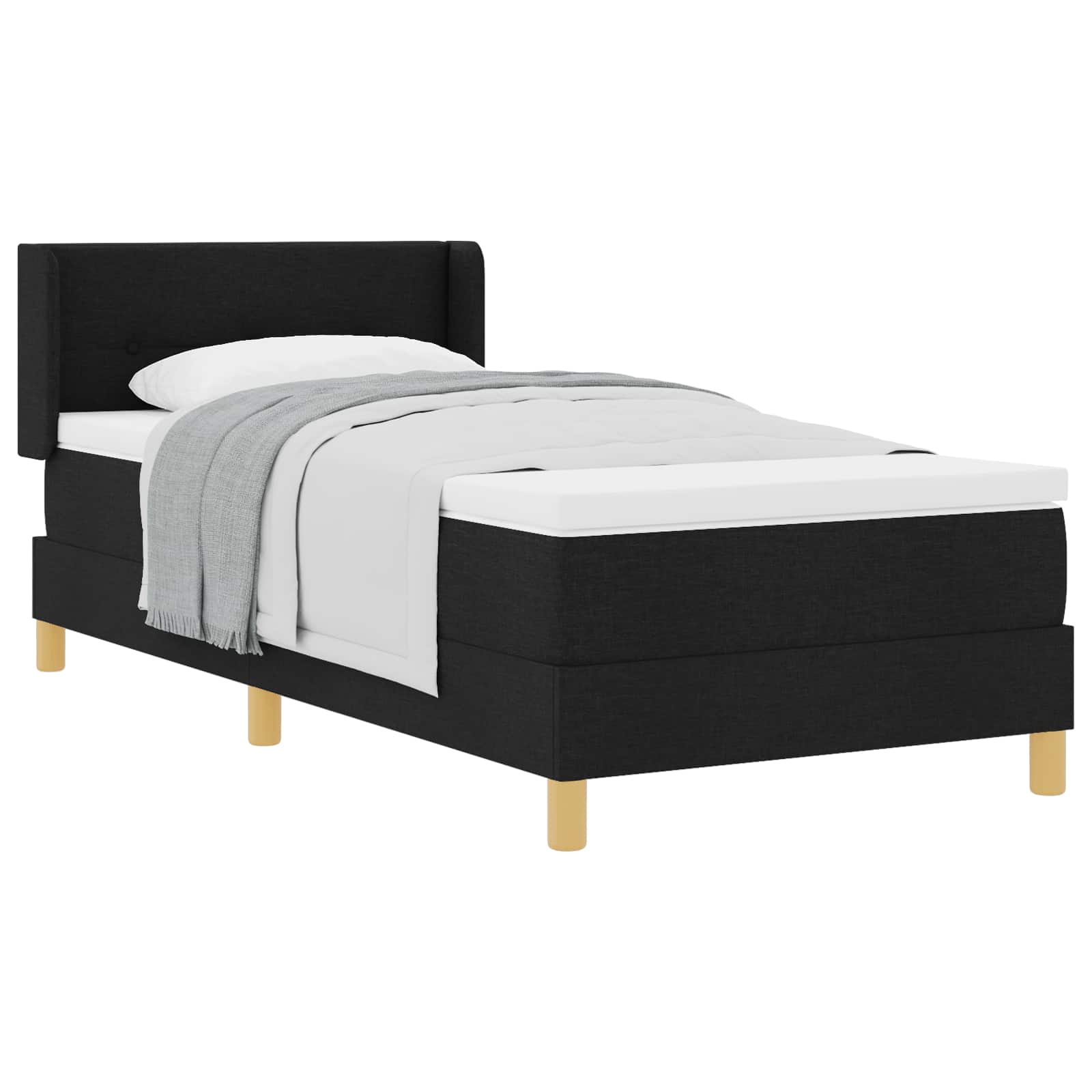 Boxspringbed met matras met hoofdeinde Zwart 200 x 90 cm Stof is nu te koop bij PeponiXL, paradijselijk wonen!