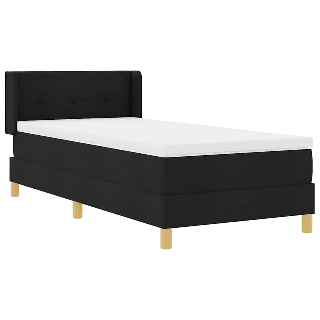Boxspringbed met matras met hoofdeinde Zwart 200 x 90 cm Stof is nu te koop bij PeponiXL, paradijselijk wonen!