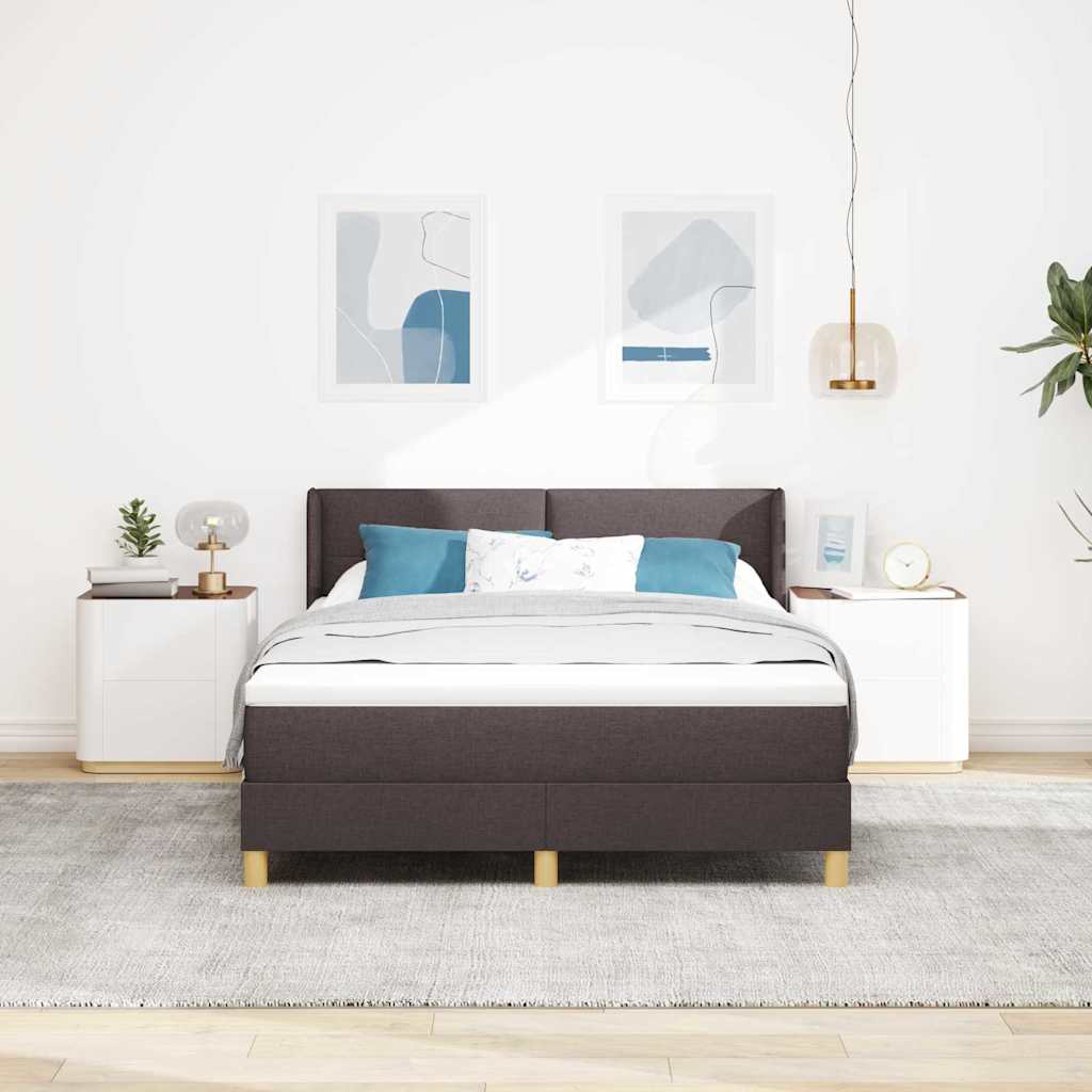 Boxspringbed met matras Donkerbruin 200 x 140 cm Stof is nu te koop bij PeponiXL, paradijselijk wonen!