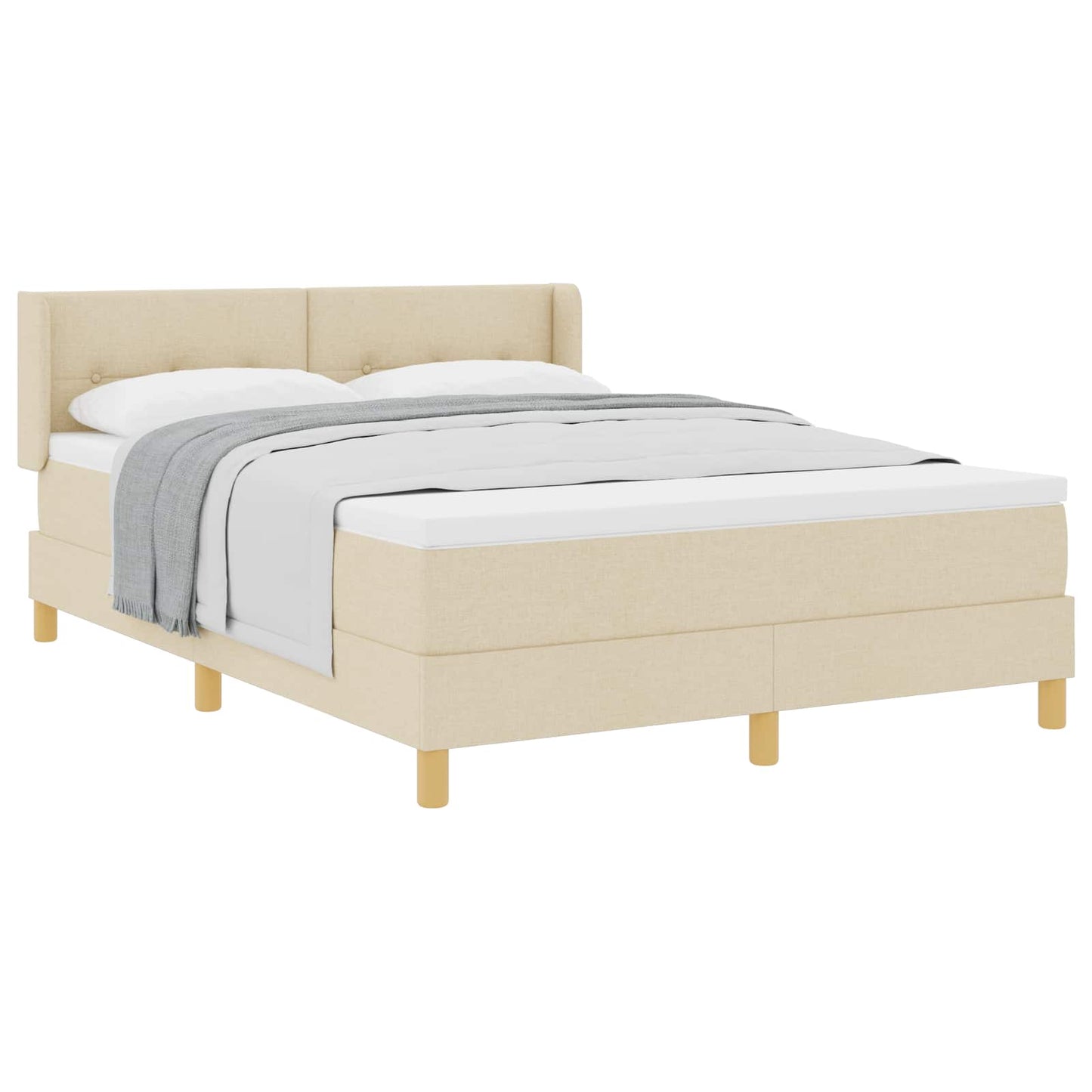 Boxspringbed met hoofdeinde Crème 200 x 160 cm Stof