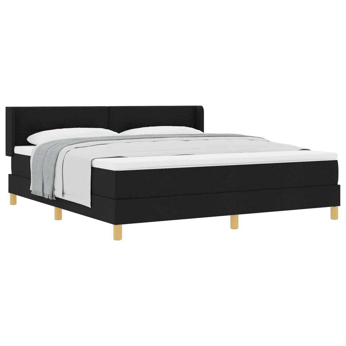 Boxspringbed met hoofdeinde Zwart 200 x 180 cm Stof