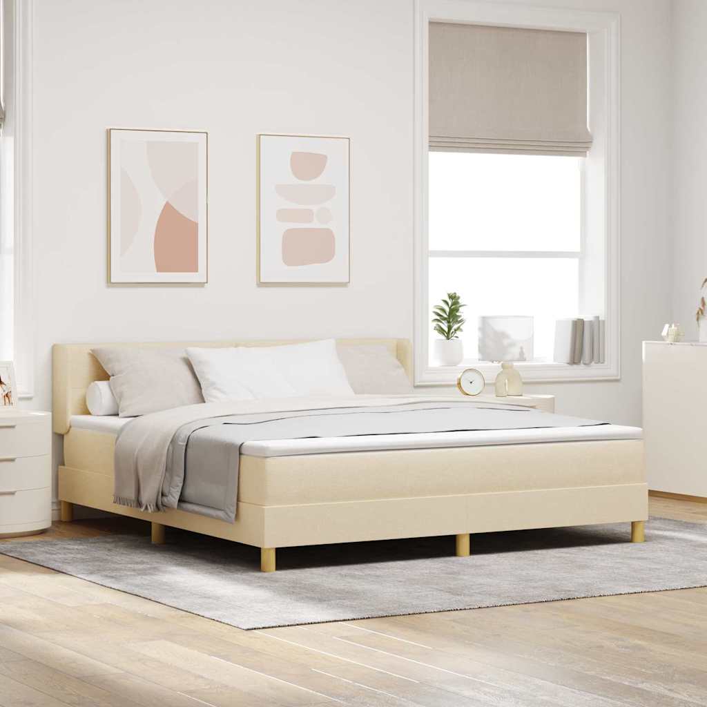 Boxspringbed met hoofdeinde Crème 200 x 180 cm Stof