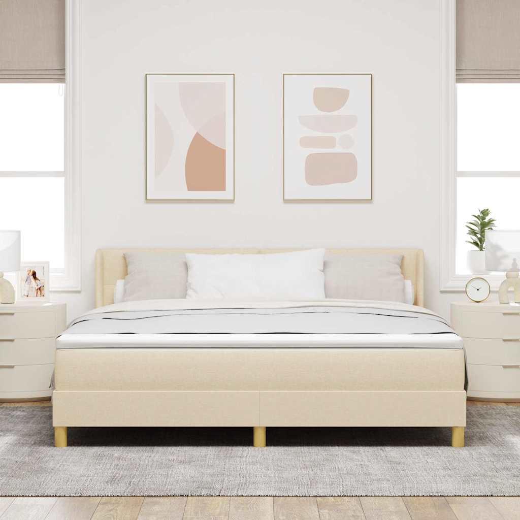 Boxspringbed met hoofdeinde Crème 200 x 180 cm Stof