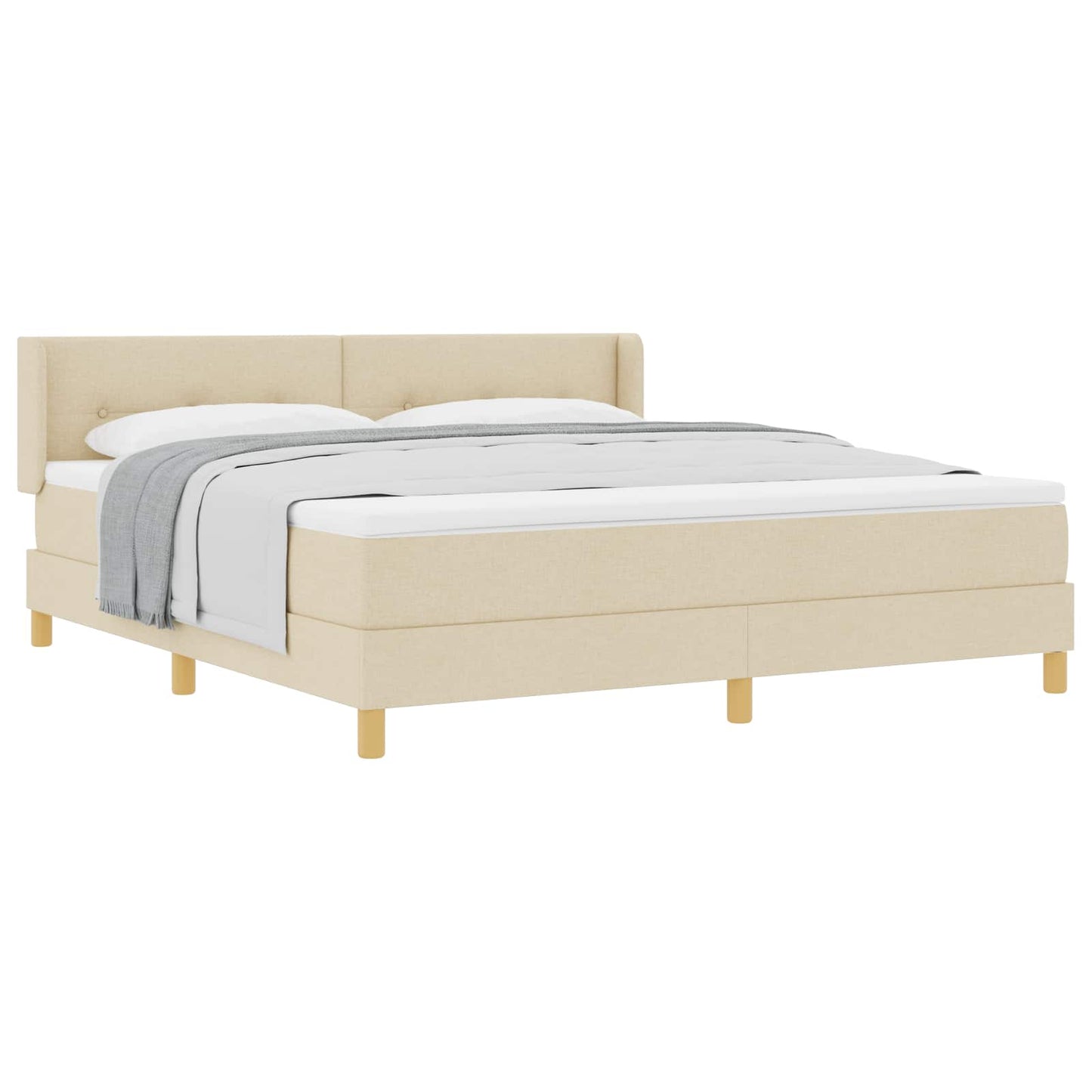 Boxspringbed met hoofdeinde Crème 200 x 180 cm Stof