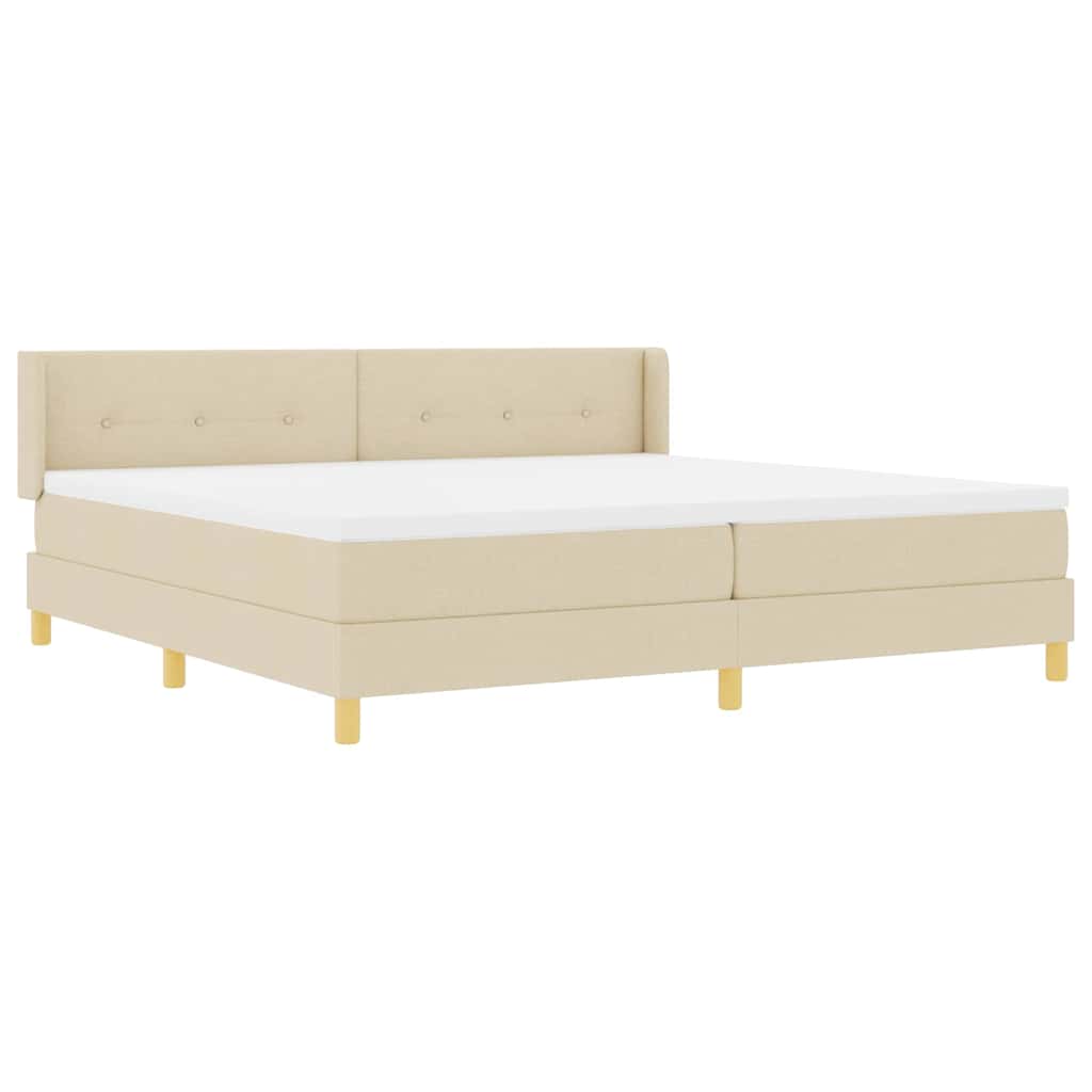 Boxspringbed met matras met hoofdeinde Crème 200 x 200 cm Stof is nu te koop bij PeponiXL, paradijselijk wonen!