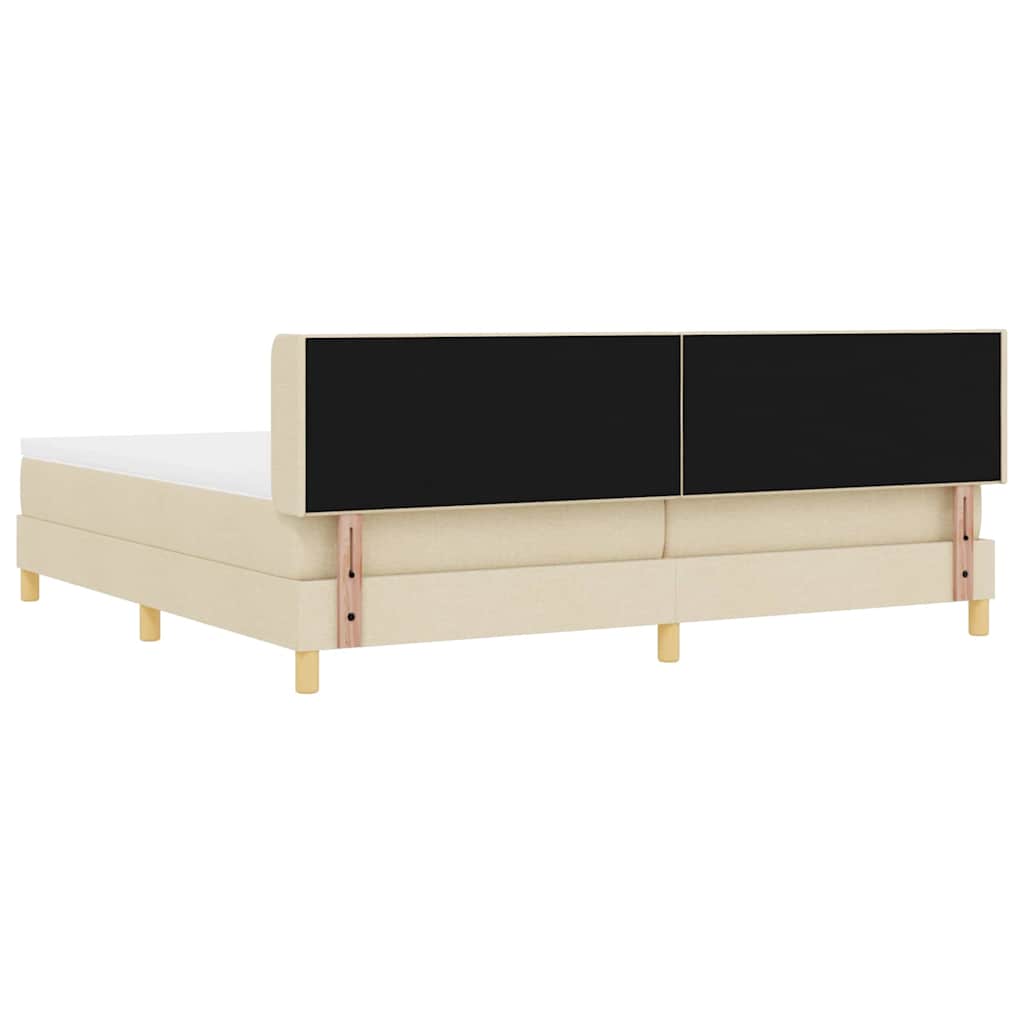 Boxspringbed met matras met hoofdeinde Crème 200 x 200 cm Stof is nu te koop bij PeponiXL, paradijselijk wonen!