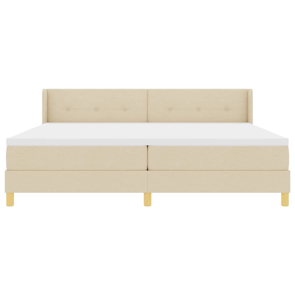Boxspringbed met matras met hoofdeinde Crème 200 x 200 cm Stof is nu te koop bij PeponiXL, paradijselijk wonen!