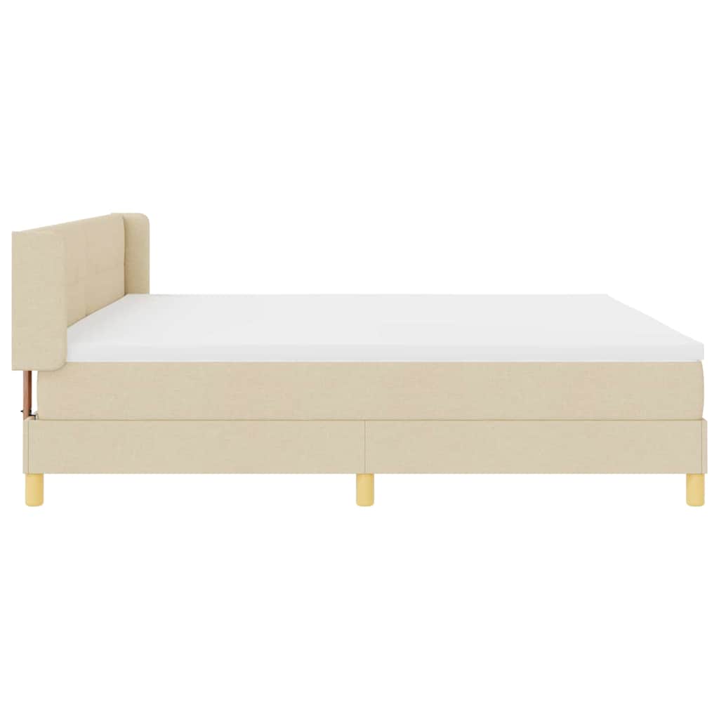 Boxspringbed met matras met hoofdeinde Crème 200 x 200 cm Stof is nu te koop bij PeponiXL, paradijselijk wonen!
