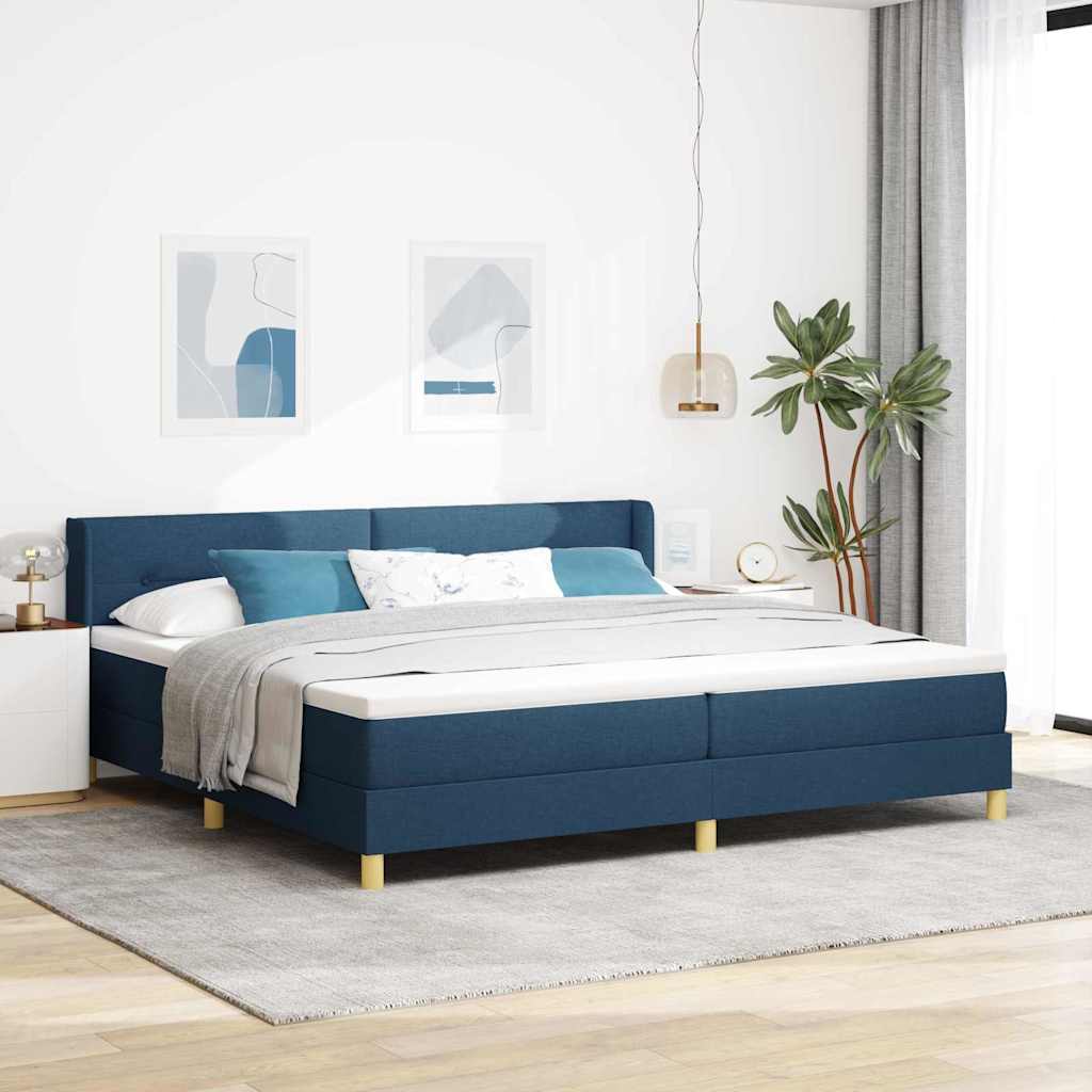 Boxspringbed met hoofdeinde Blauw 200 x 200 cm Stof is nu te koop bij PeponiXL, paradijselijk wonen!