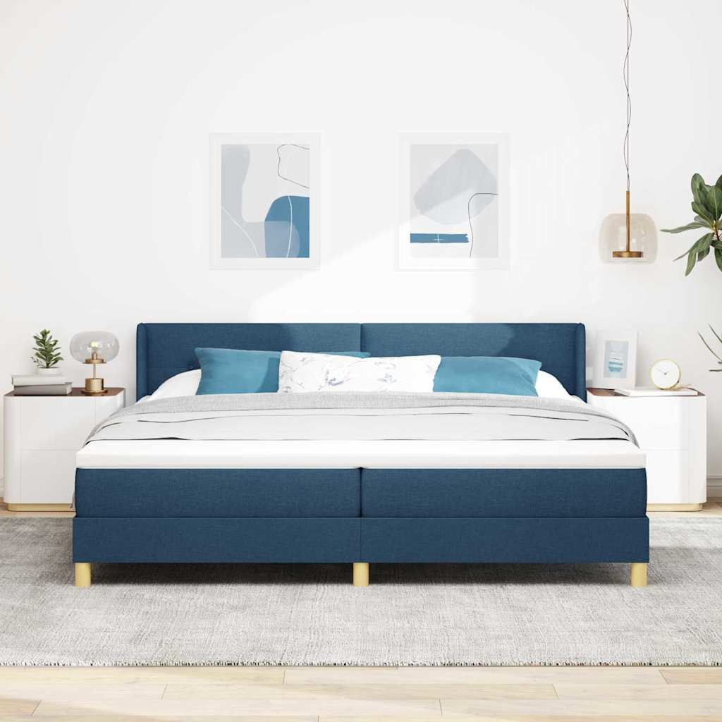 Boxspringbed met hoofdeinde Blauw 200 x 200 cm Stof is nu te koop bij PeponiXL, paradijselijk wonen!