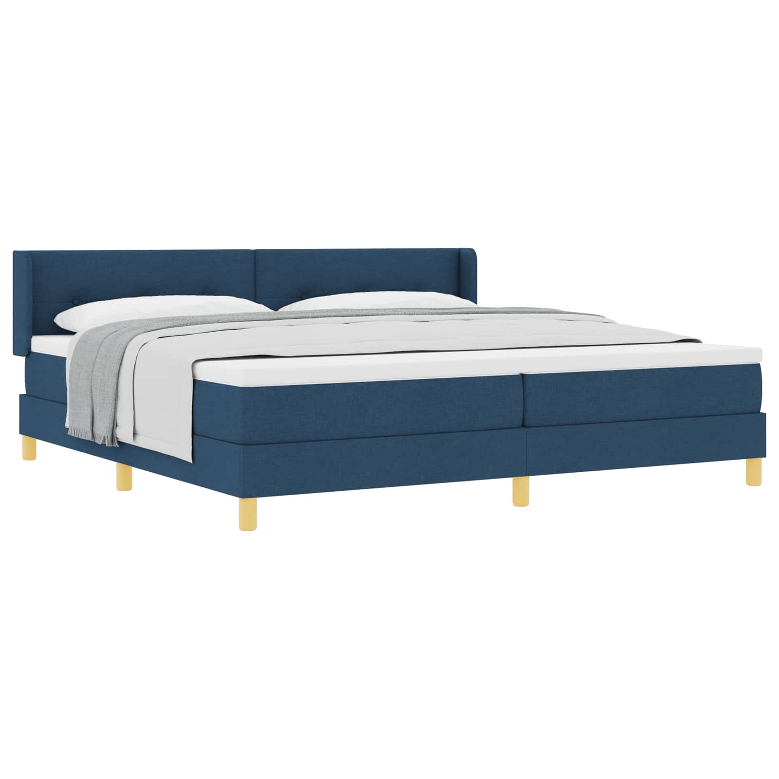 Boxspringbed met hoofdeinde Blauw 200 x 200 cm Stof is nu te koop bij PeponiXL, paradijselijk wonen!
