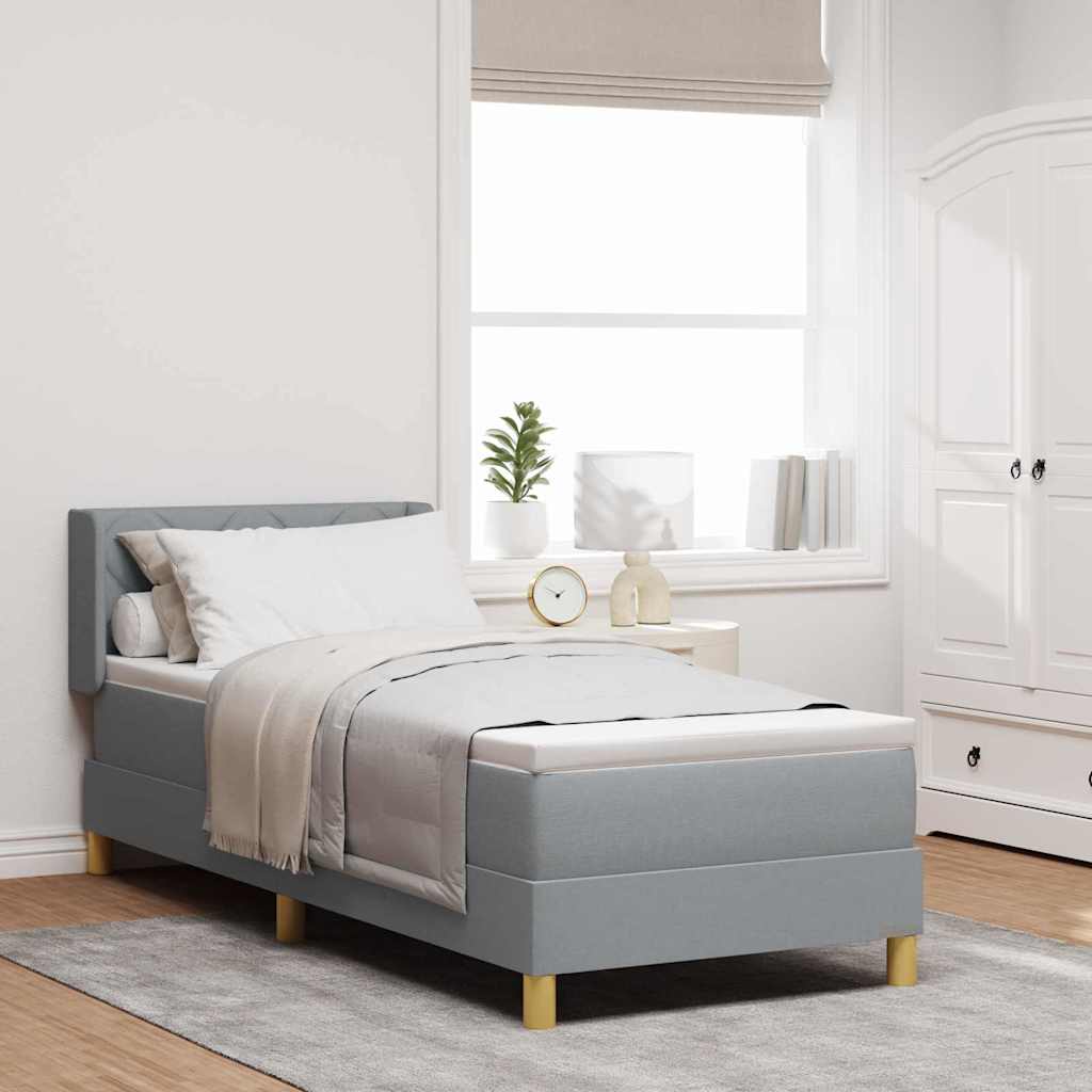Boxspringbed met hoofdeinde Lichtgrijs 200 x 80 cm Stof is nu te koop bij PeponiXL, paradijselijk wonen!