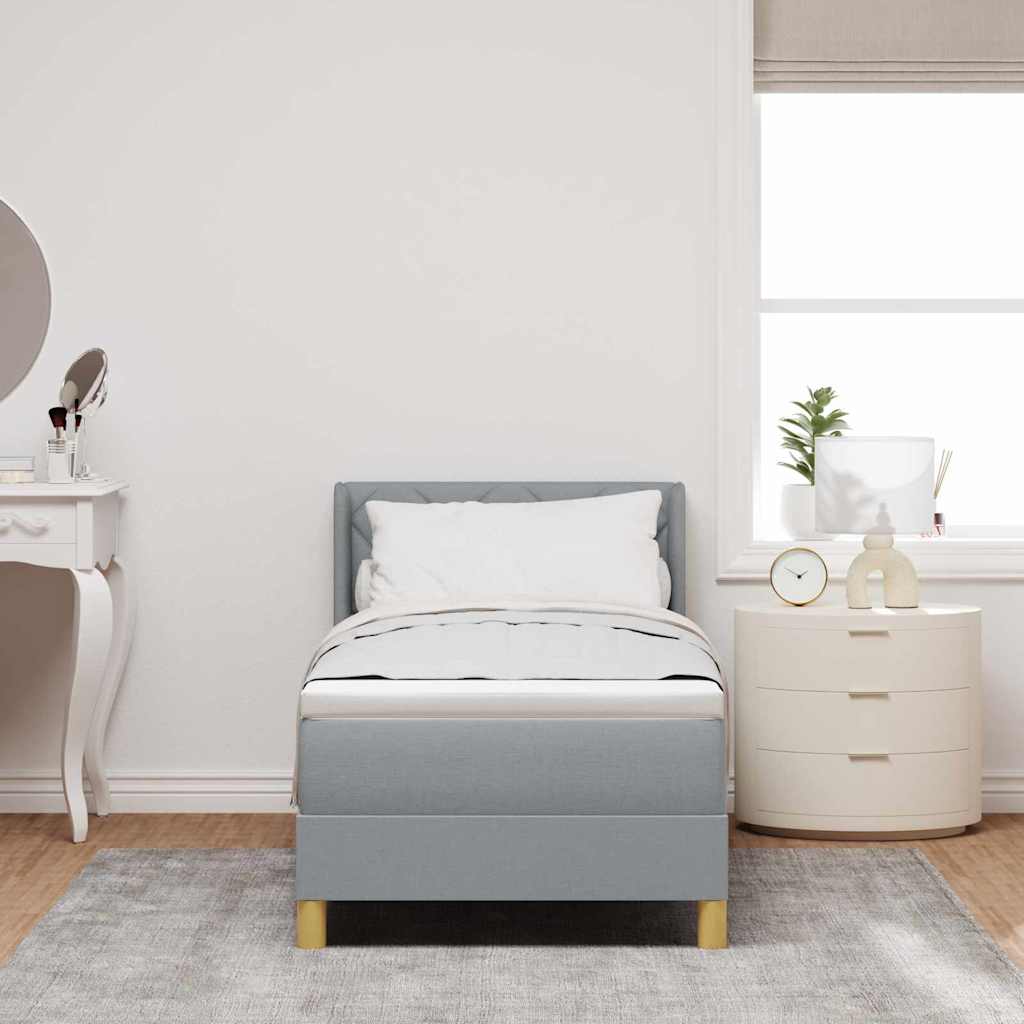Boxspringbed met hoofdeinde Lichtgrijs 200 x 80 cm Stof is nu te koop bij PeponiXL, paradijselijk wonen!