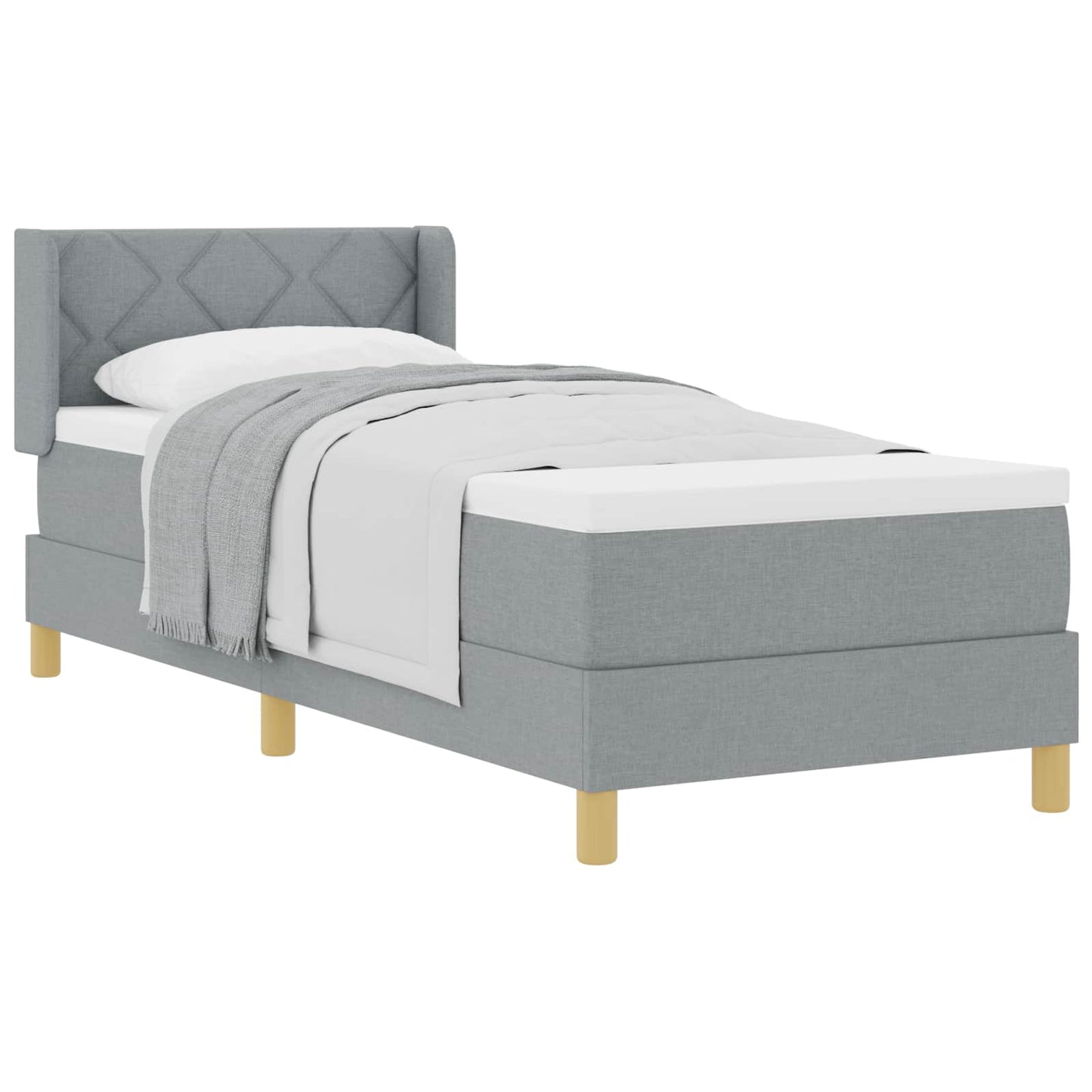 Boxspringbed met hoofdeinde Lichtgrijs 200 x 80 cm Stof is nu te koop bij PeponiXL, paradijselijk wonen!
