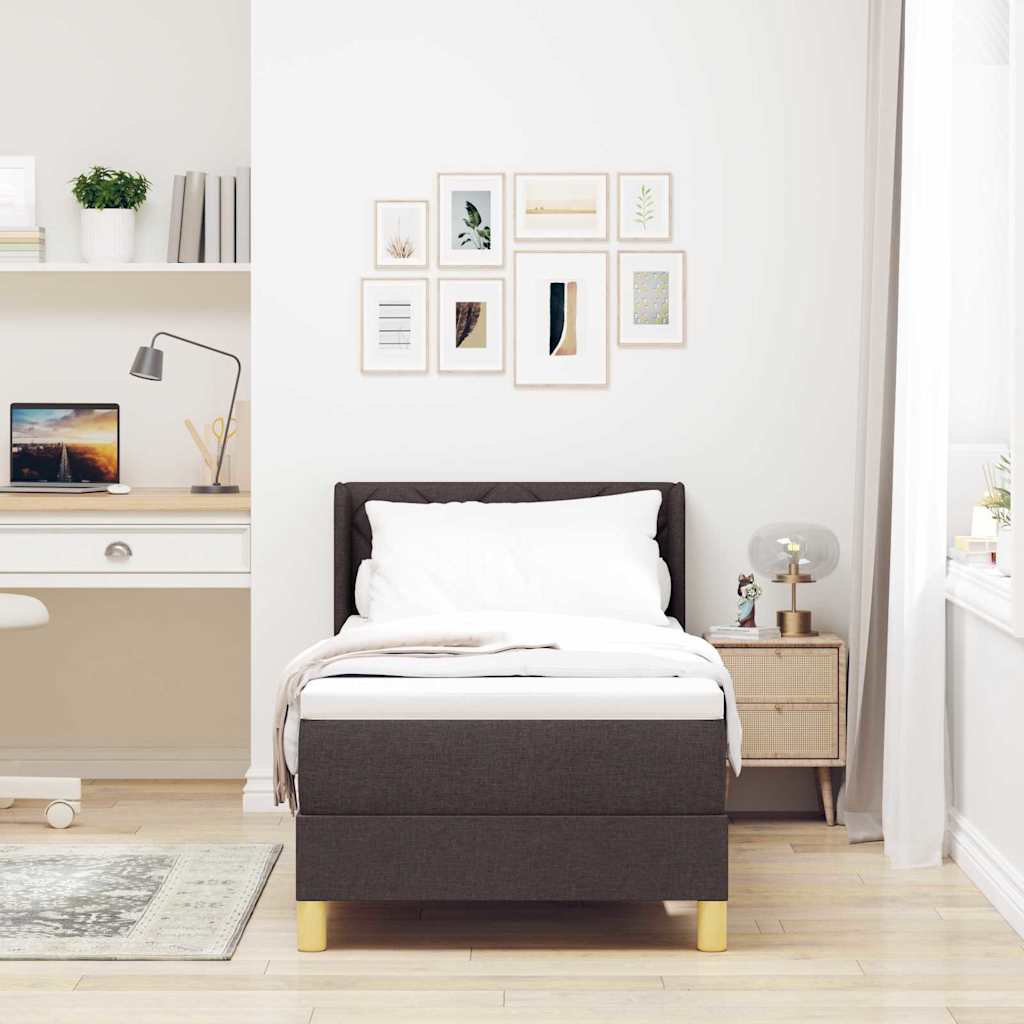 Boxspringbed met matras Donkerbruin 200 x 80 cm Stof is nu te koop bij PeponiXL, paradijselijk wonen!