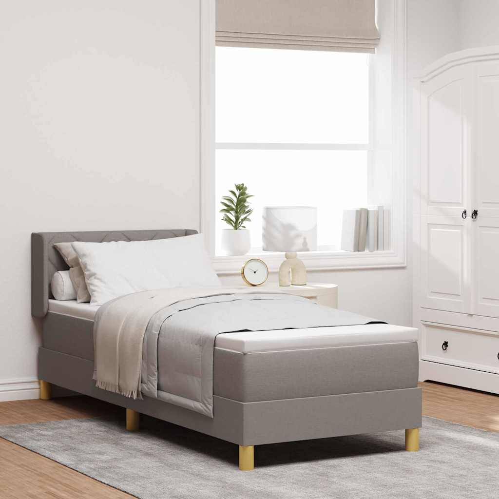 Boxspringbed met kussen met hoofdeinde Taupe 200 x 80 cm Stof is nu te koop bij PeponiXL, paradijselijk wonen!