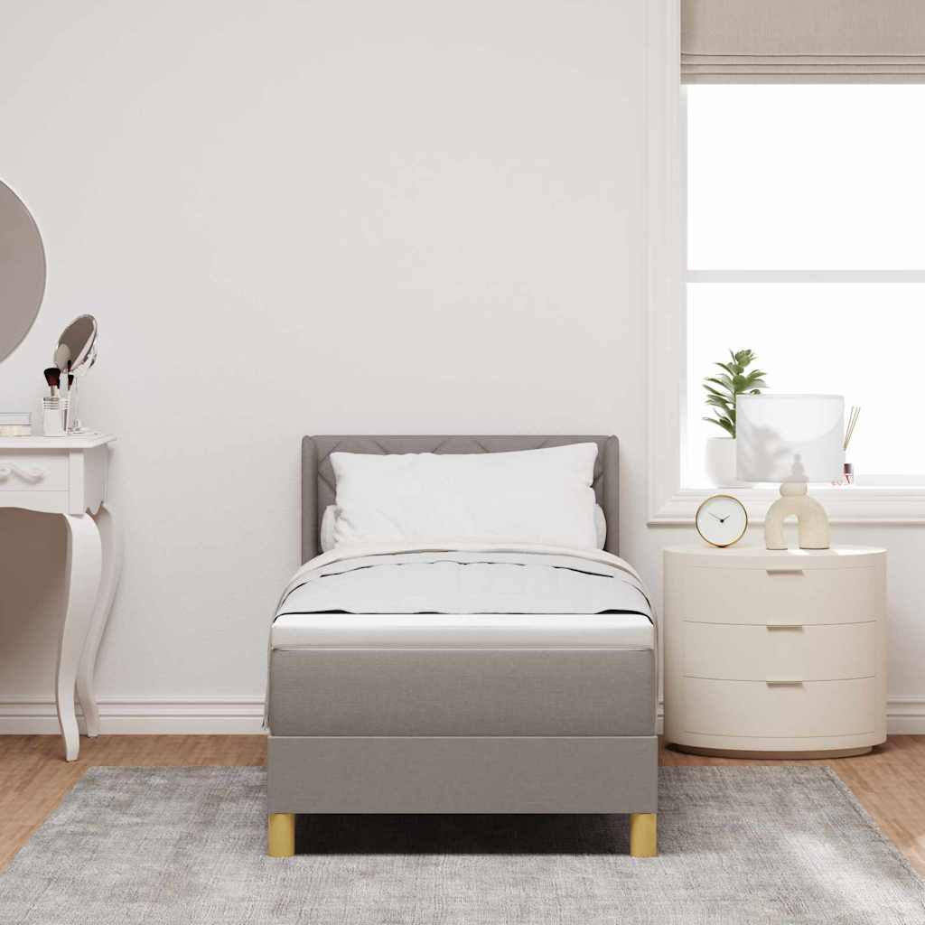 Boxspringbed met kussen met hoofdeinde Taupe 200 x 80 cm Stof is nu te koop bij PeponiXL, paradijselijk wonen!