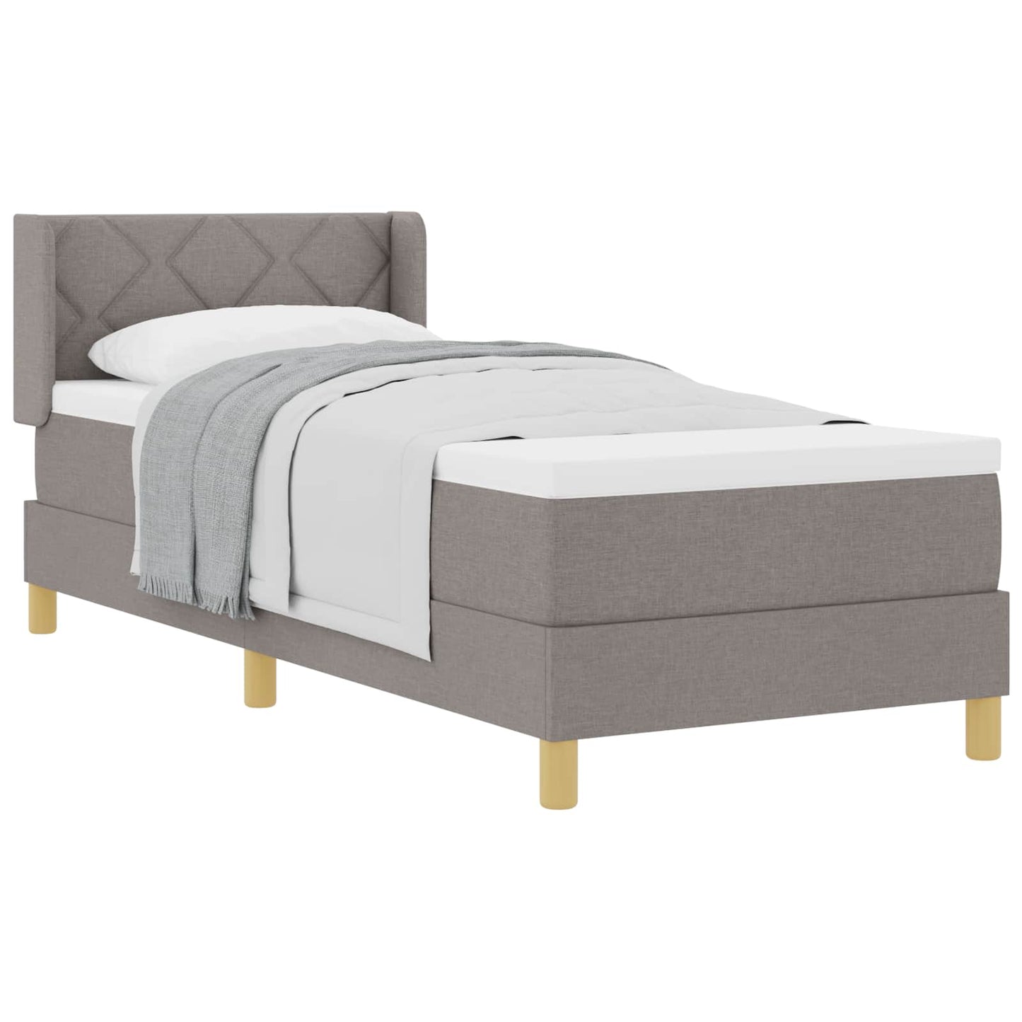 Boxspringbed met kussen met hoofdeinde Taupe 200 x 80 cm Stof is nu te koop bij PeponiXL, paradijselijk wonen!