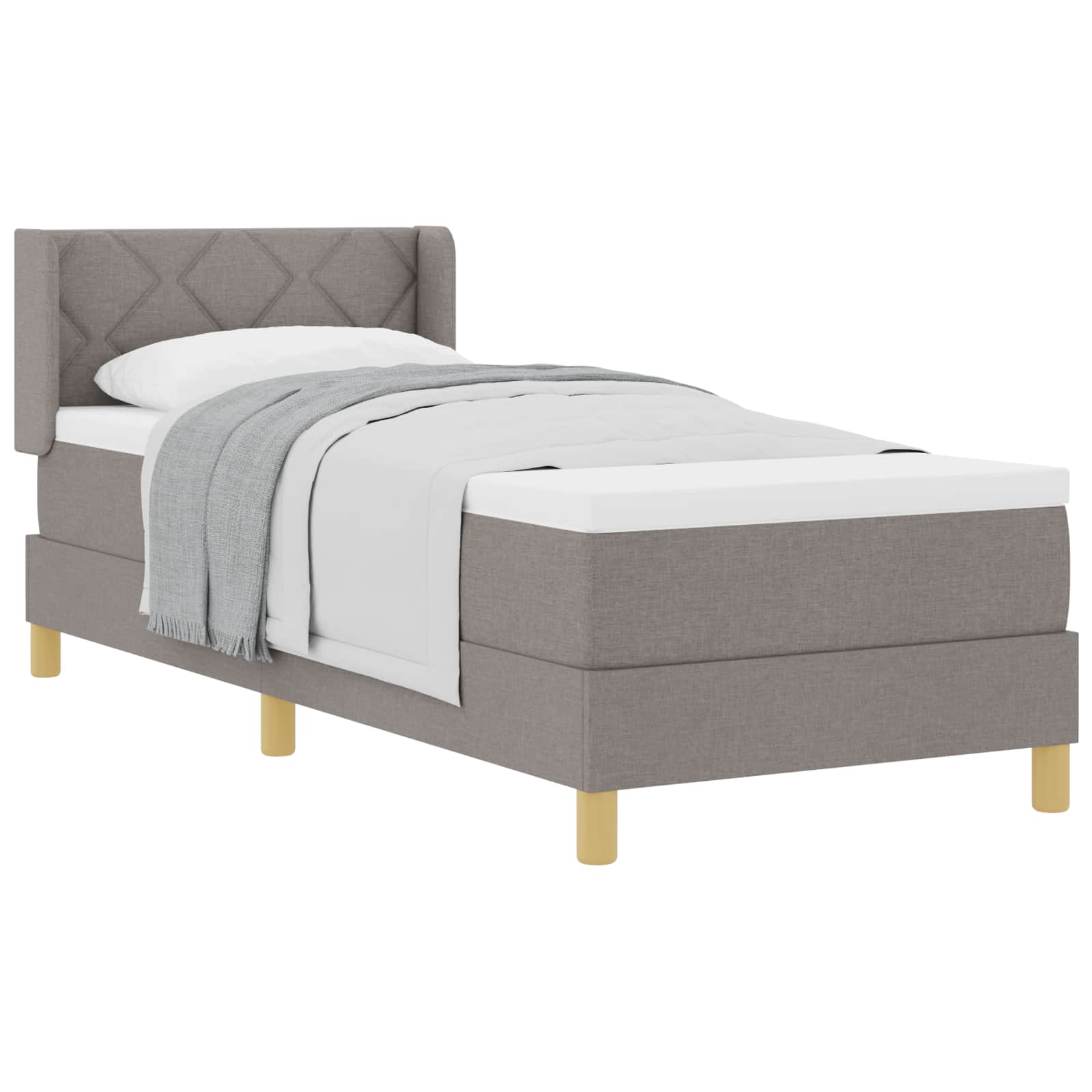 Boxspringbed met kussen met hoofdeinde Taupe 200 x 80 cm Stof is nu te koop bij PeponiXL, paradijselijk wonen!