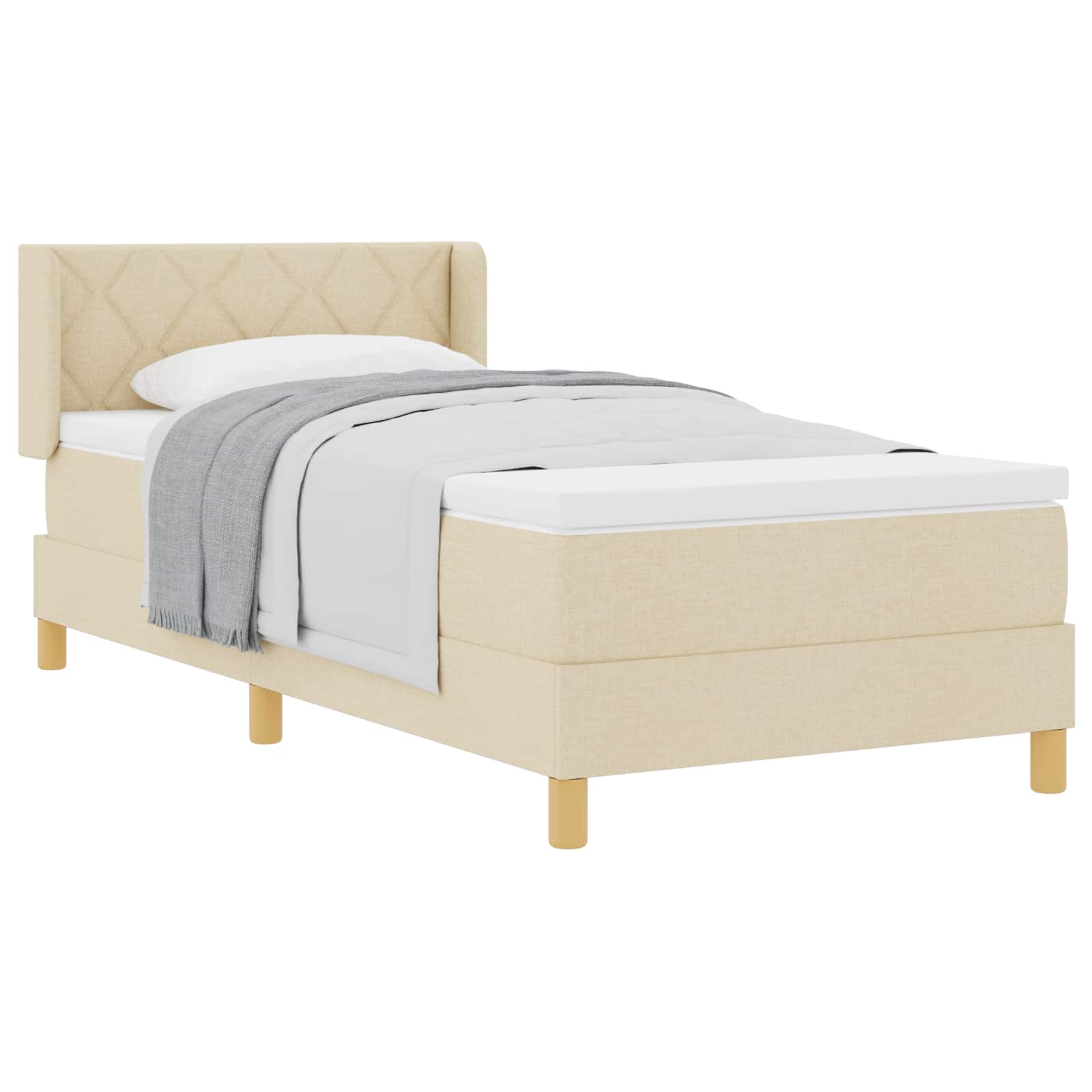 Boxspringbed met matras Crème 190 x 90 cm Polyester is nu te koop bij PeponiXL, paradijselijk wonen!