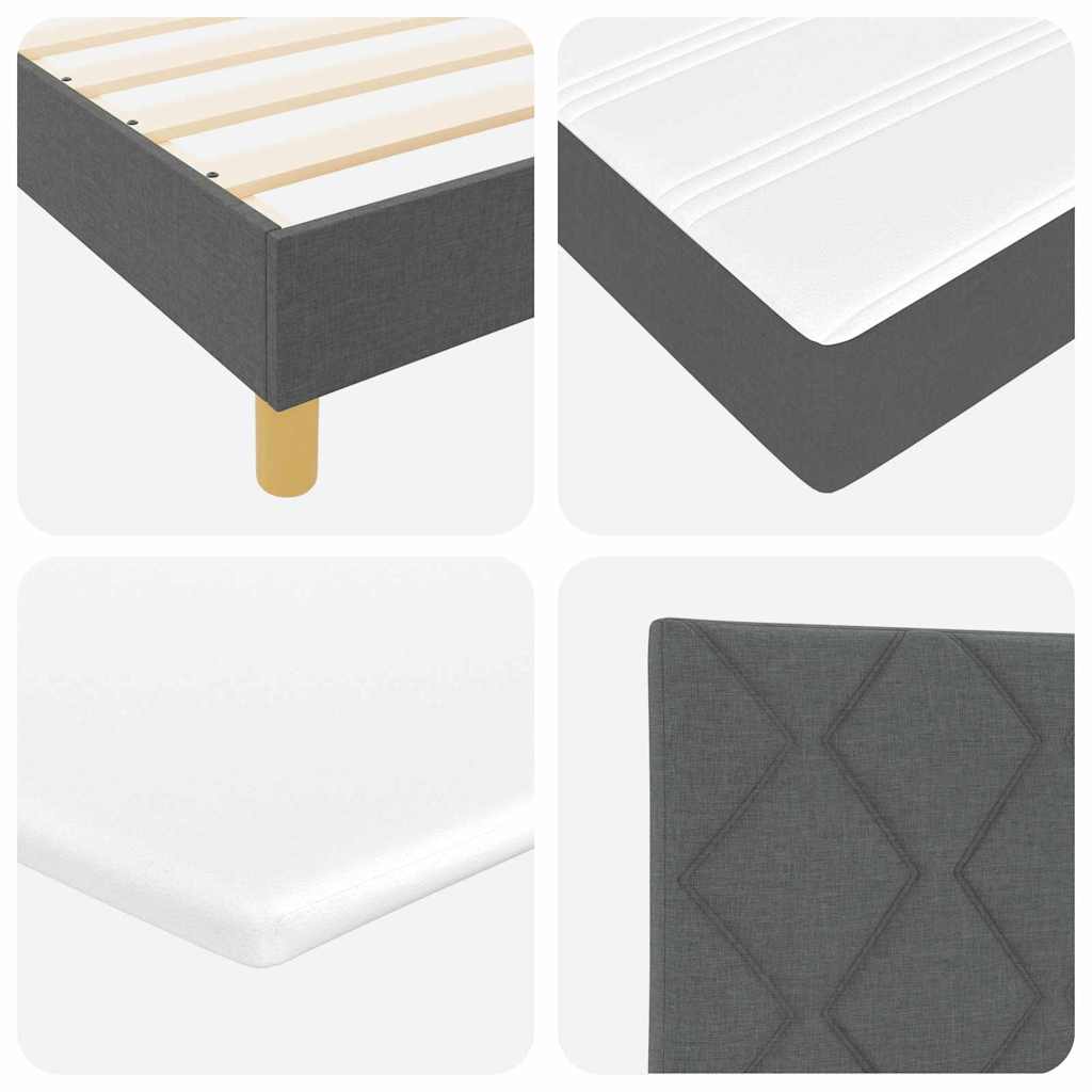 Boxspringbed met matras Donkergrijs 200 x 90 cm Stof is nu te koop bij PeponiXL, paradijselijk wonen!