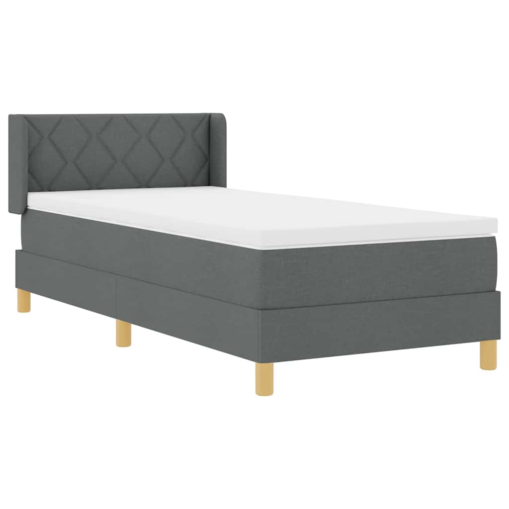 Boxspringbed met matras Donkergrijs 200 x 90 cm Stof is nu te koop bij PeponiXL, paradijselijk wonen!