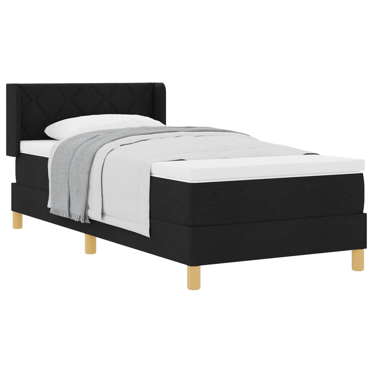 Boxspringbed met matras met hoofdeinde Zwart 200 x 90 cm Stof is nu te koop bij PeponiXL, paradijselijk wonen!