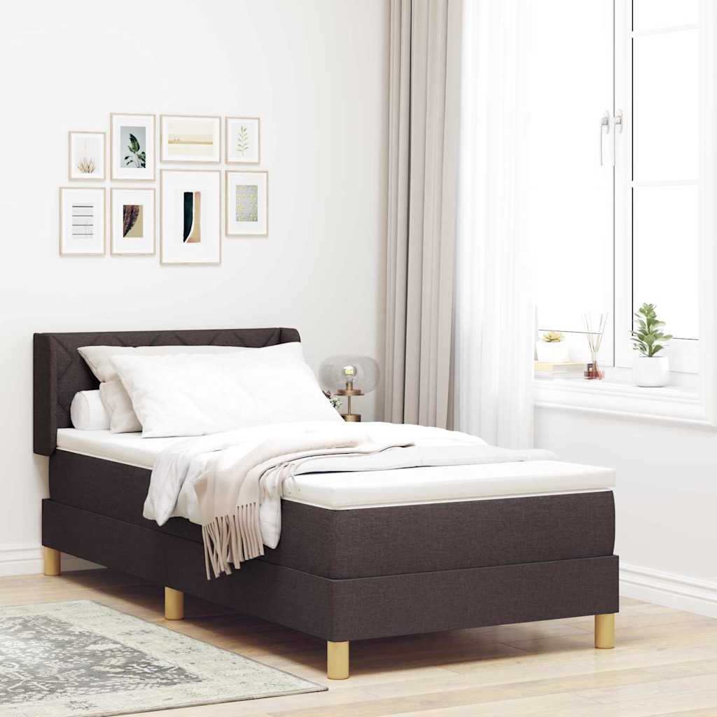 Boxspringbed met matras Donkerbruin 200 x 90 cm Stof is nu te koop bij PeponiXL, paradijselijk wonen!