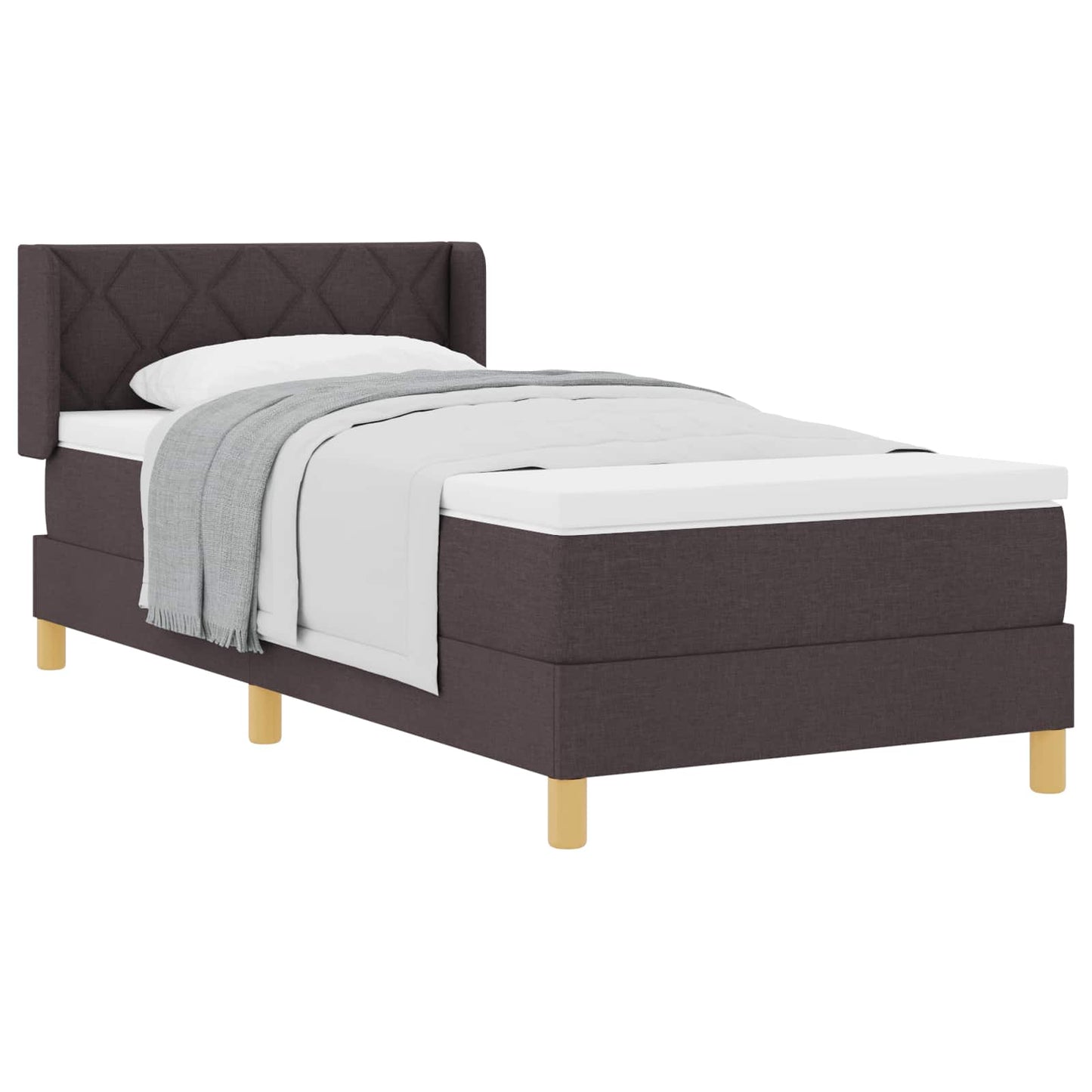 Boxspringbed met matras Donkerbruin 200 x 90 cm Stof is nu te koop bij PeponiXL, paradijselijk wonen!