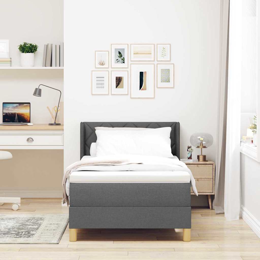 Boxspringbed met matras Donkergrijs 200 x 100 cm Stof is nu te koop bij PeponiXL, paradijselijk wonen!