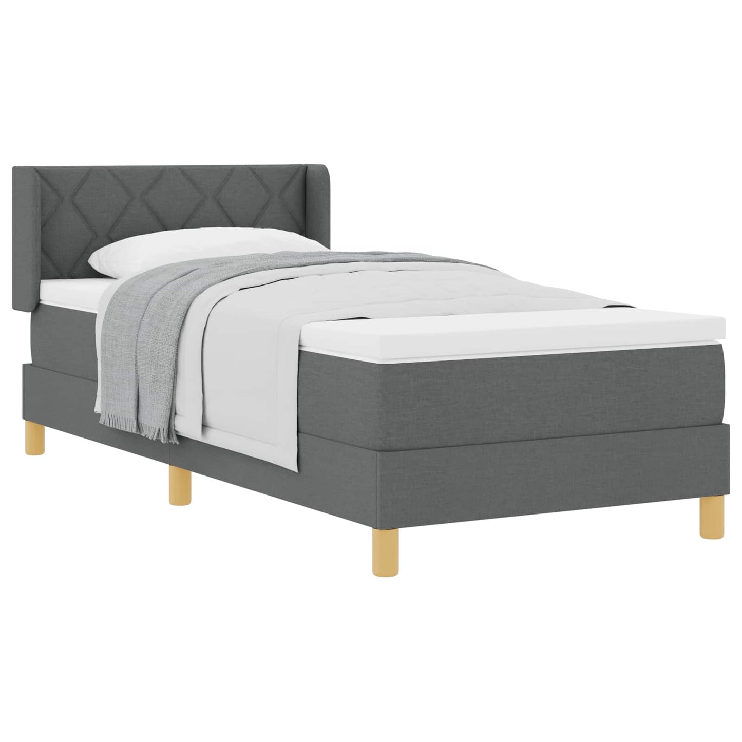Boxspringbed met matras Donkergrijs 200 x 100 cm Stof is nu te koop bij PeponiXL, paradijselijk wonen!