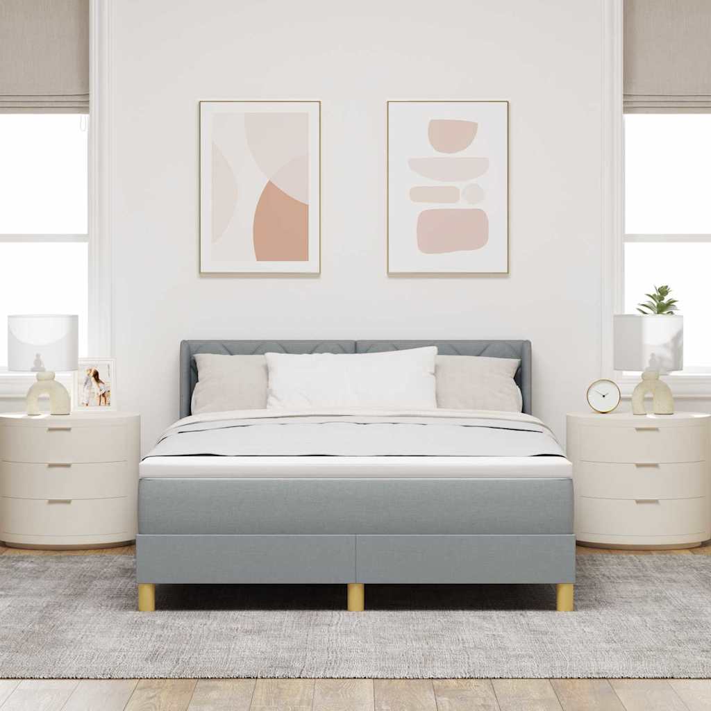 Boxspringbed met matras Lichtgrijs 200 x 160 cm Stof is nu te koop bij PeponiXL, paradijselijk wonen!