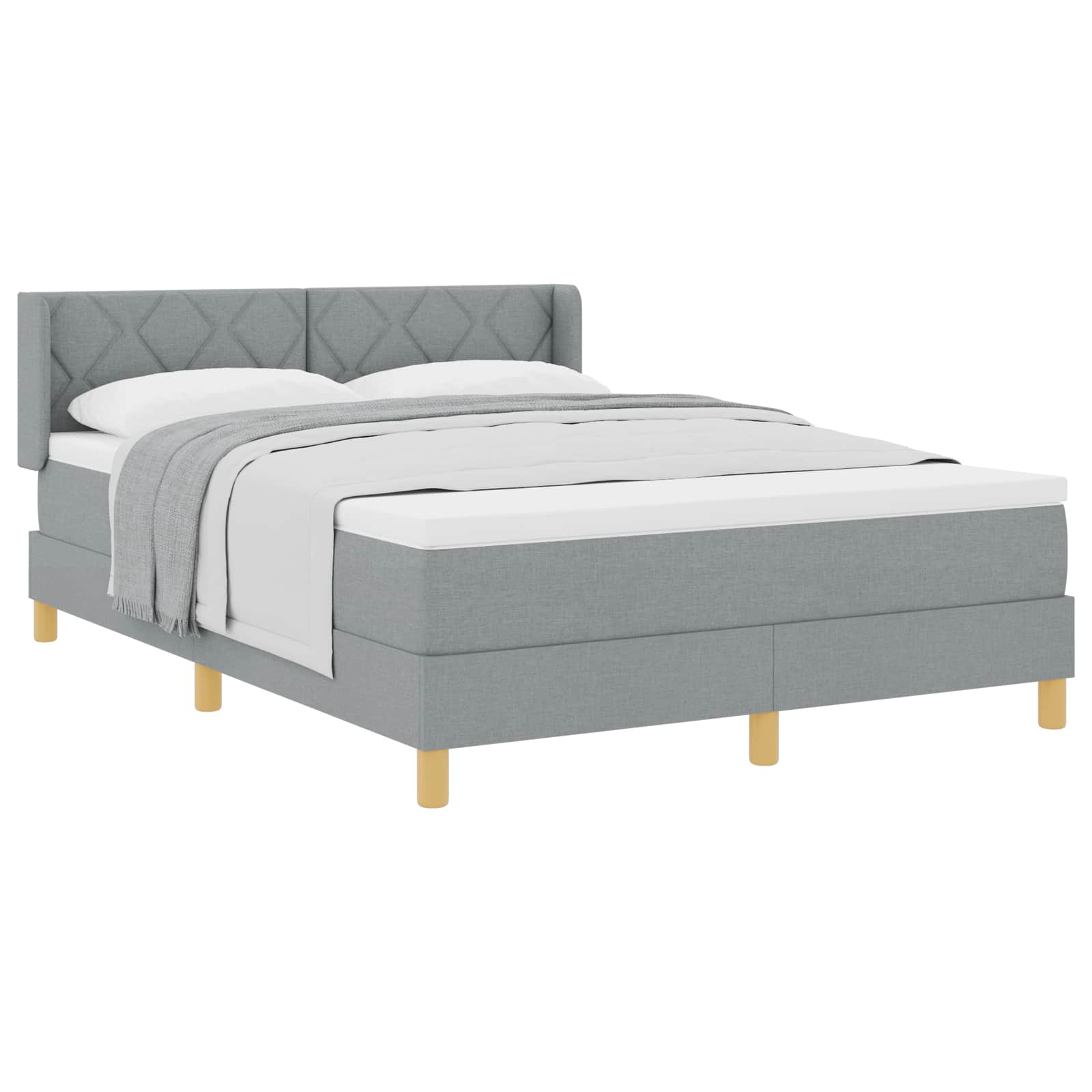 Boxspringbed met matras Lichtgrijs 200 x 160 cm Stof is nu te koop bij PeponiXL, paradijselijk wonen!