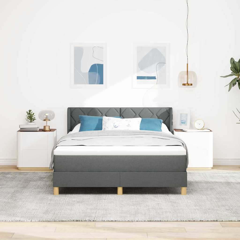 Boxspringbed met hoofdeinde Donkergrijs 200 x 160 cm Stof