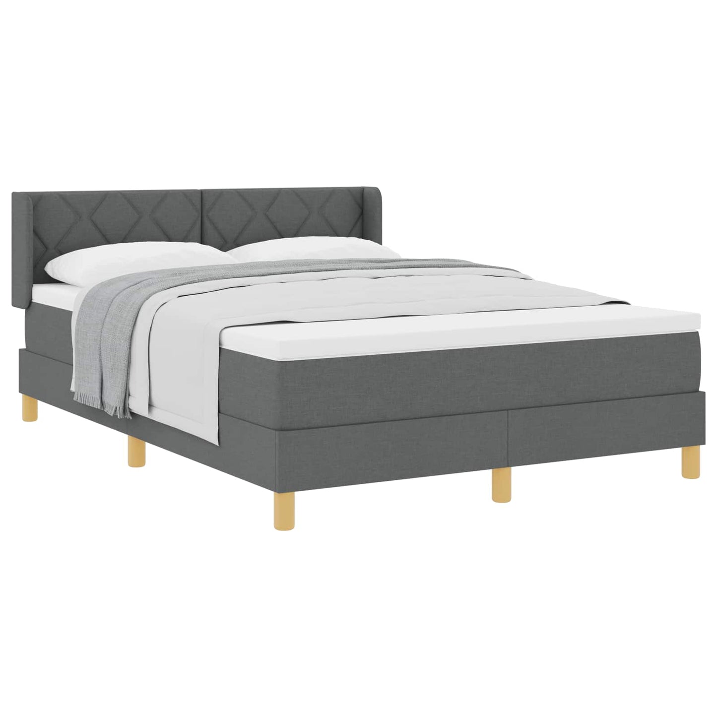 Boxspringbed met hoofdeinde Donkergrijs 200 x 160 cm Stof
